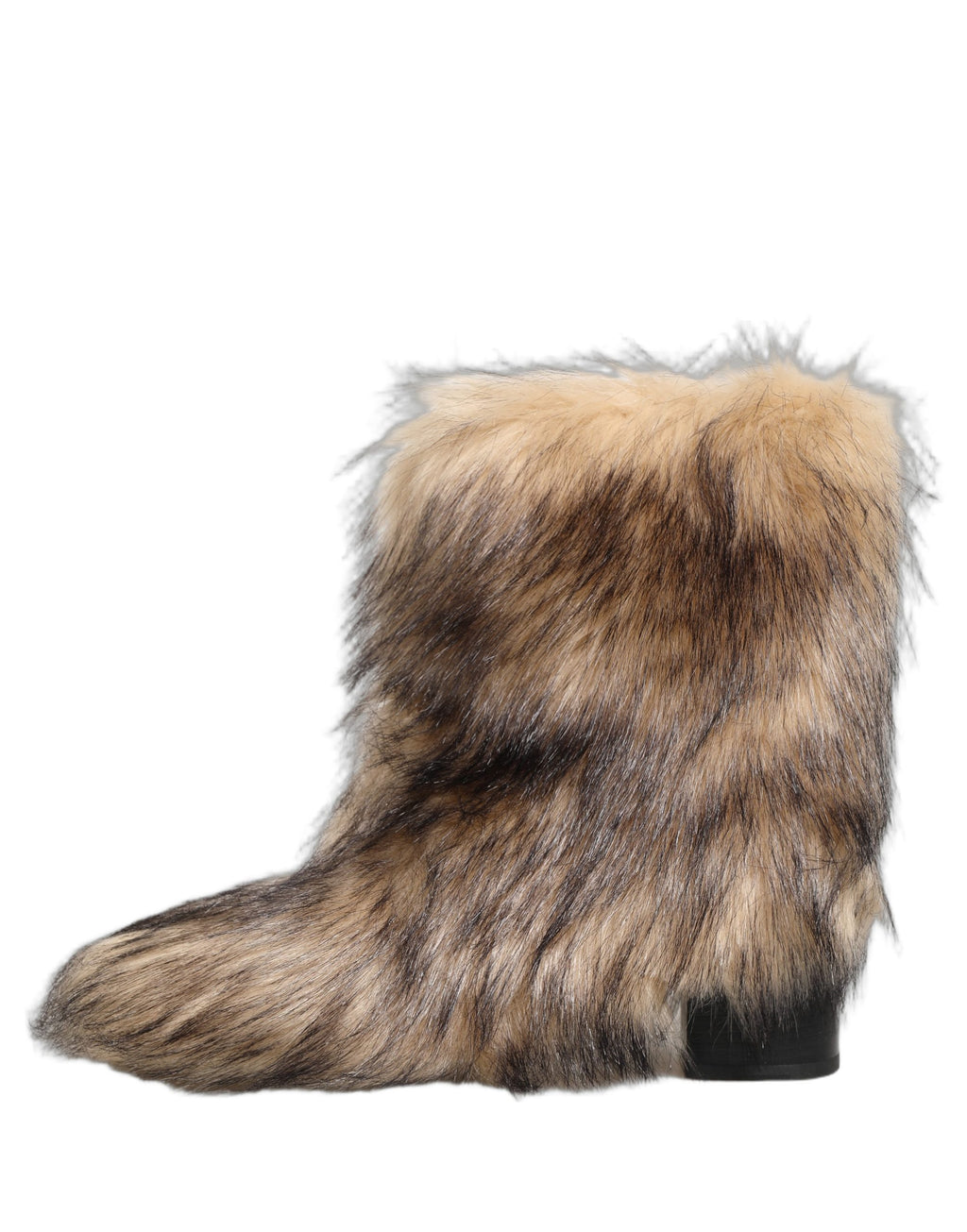 Bottes pour hommes en fausse fourrure marron mi-mollet de Dolce & Gabbana, chaussures élégantes et chaudes.