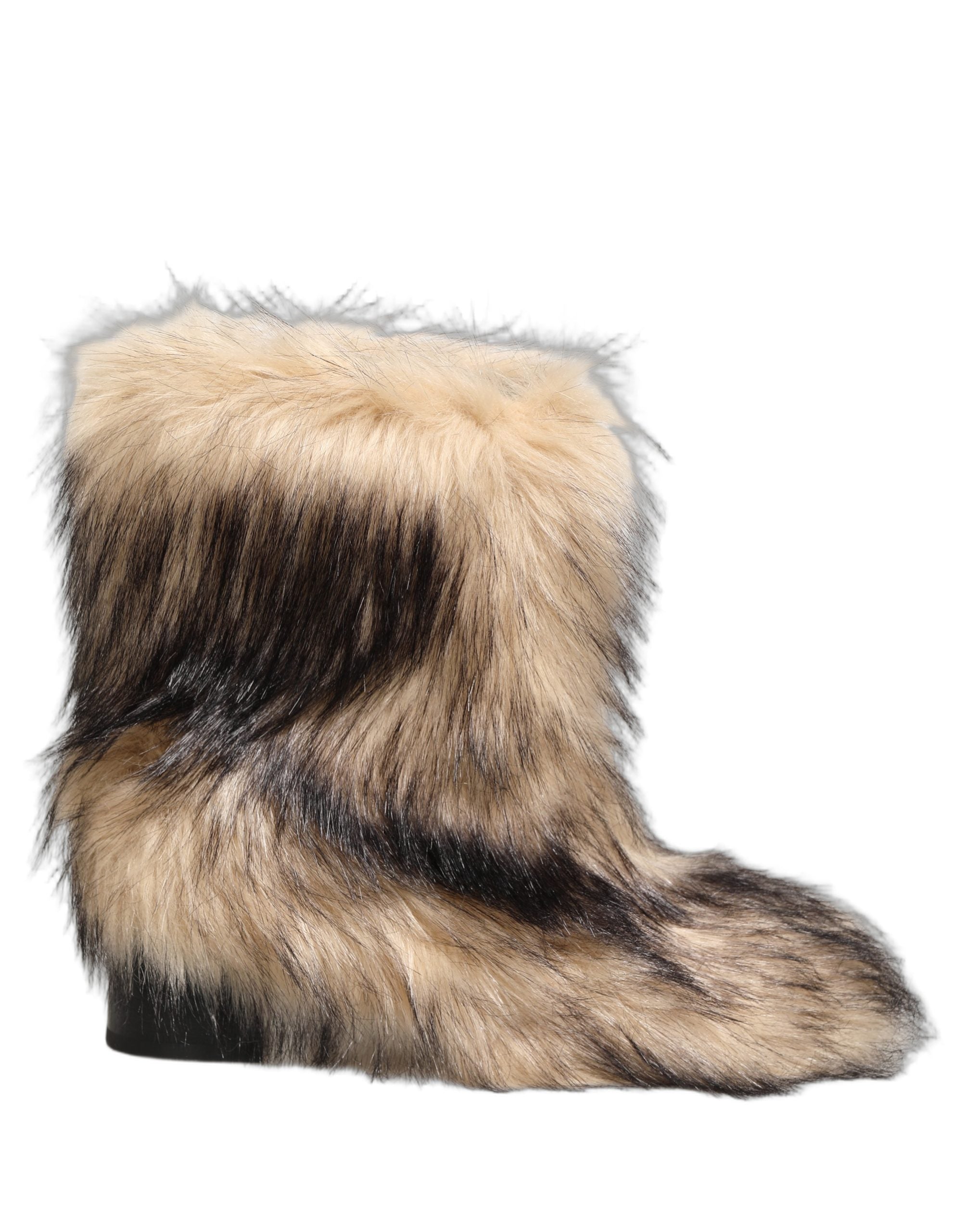 Bottes pour hommes en fausse fourrure marron mi-mollet de Dolce & Gabbana, style élégant et chaud.