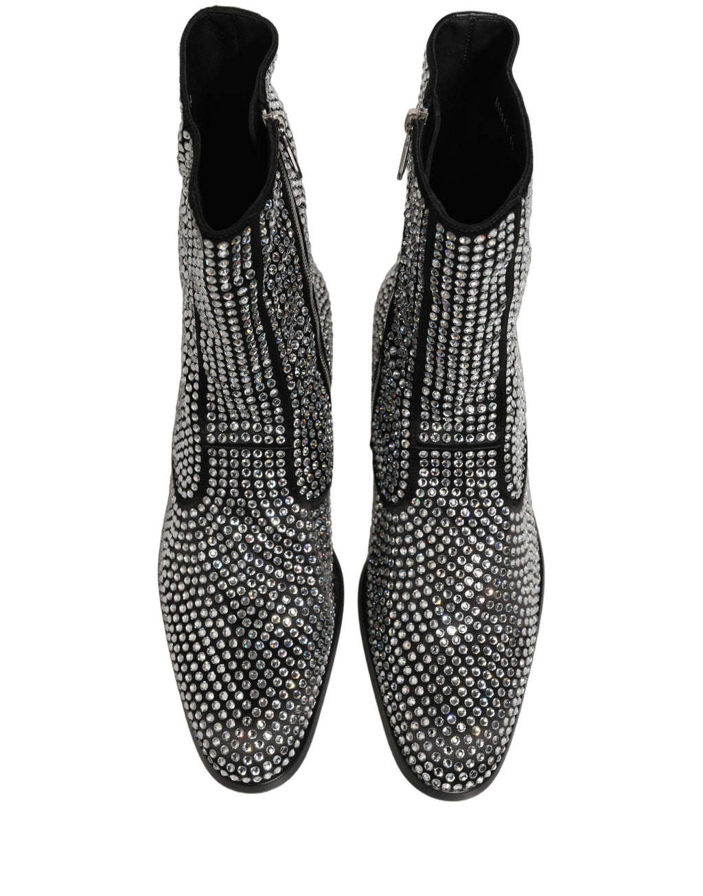 Bottes ankle noires Dolce & Gabbana ornées de cristaux brillants et embellissements élégants.