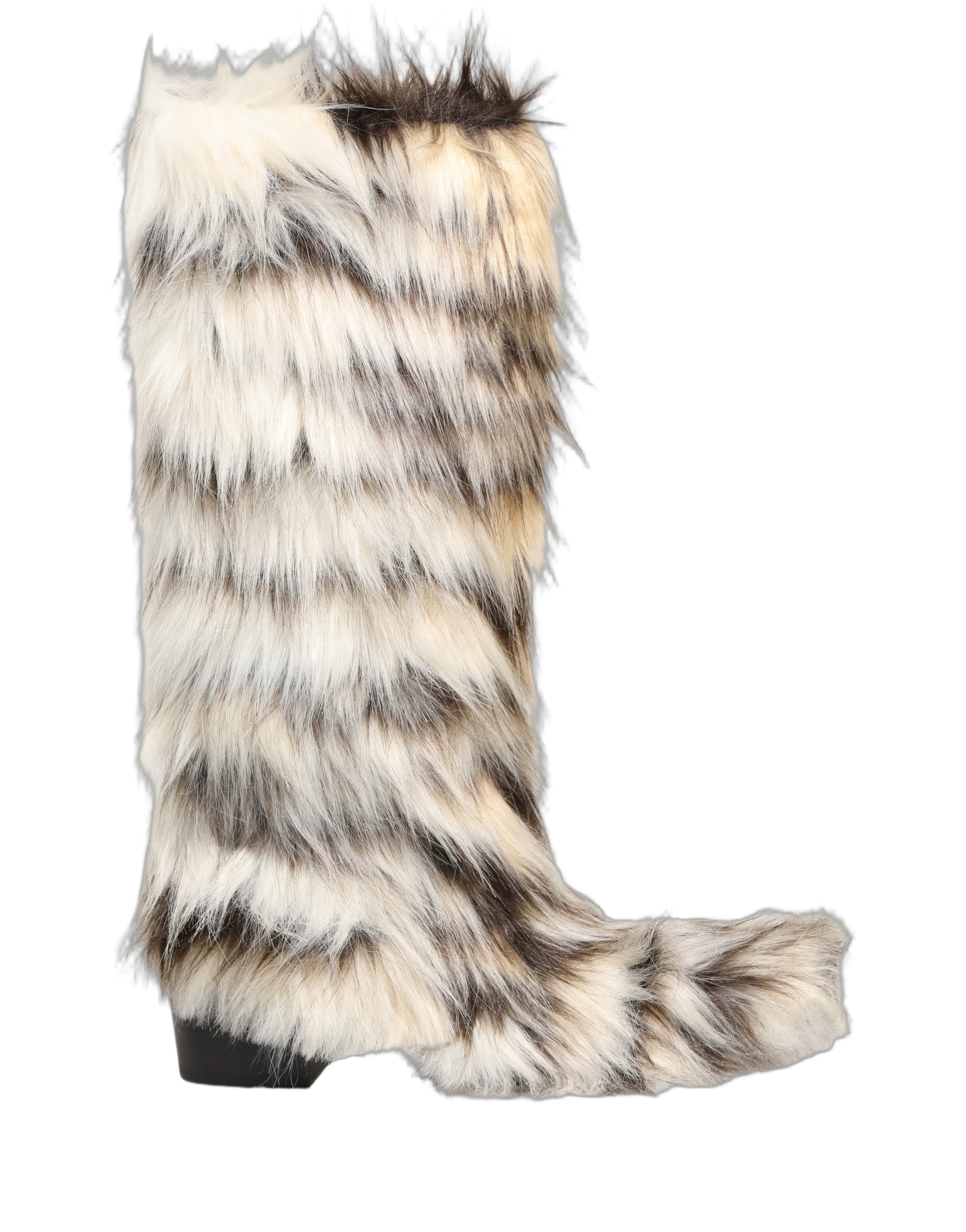 Bottes hautes en fausse fourrure multicolore de Dolce & Gabbana, style élégant et sophistiqué, chaussures à la mode pour femmes.