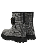 Bottes courtes noires Dolce & Gabbana ornées de cristaux scintillants, élégantes et sophistiquées.