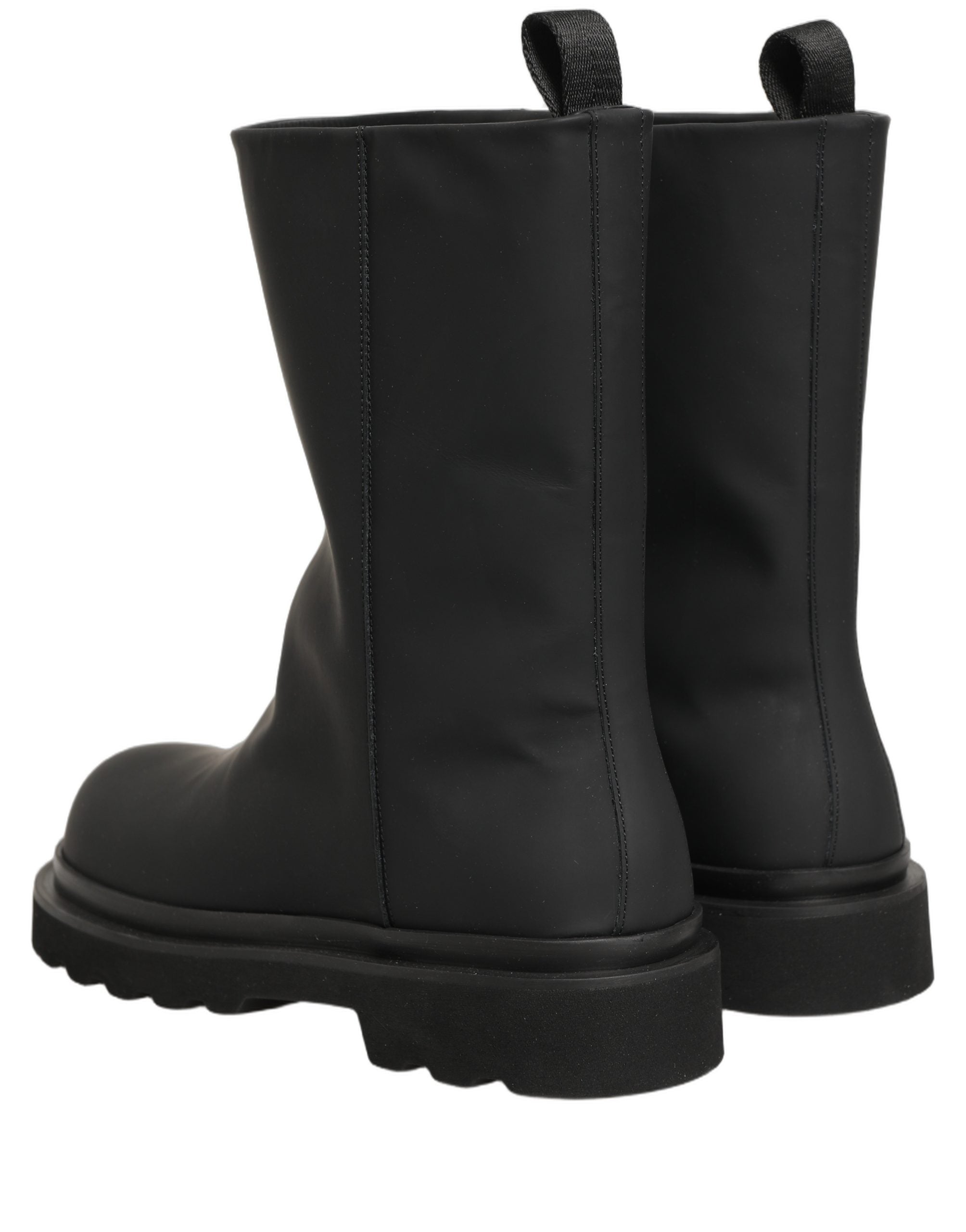 Bottes pour homme Dolce & Gabbana en cuir noir, mi-mollet, à talon épais et style chunky.