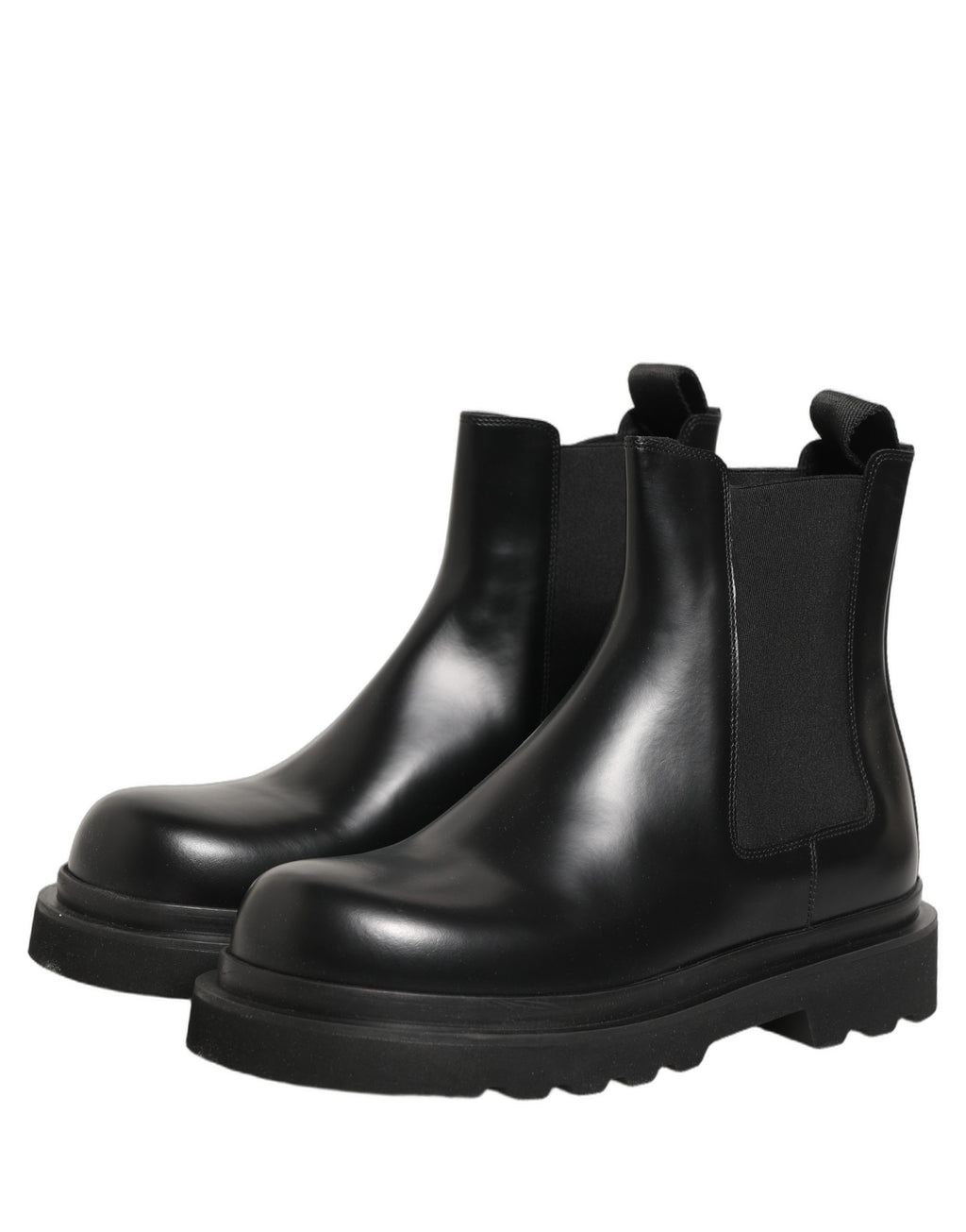 Bottes Chelsea noires en cuir pour homme Dolce & Gabbana, style slip-on, élégantes et modernes.
