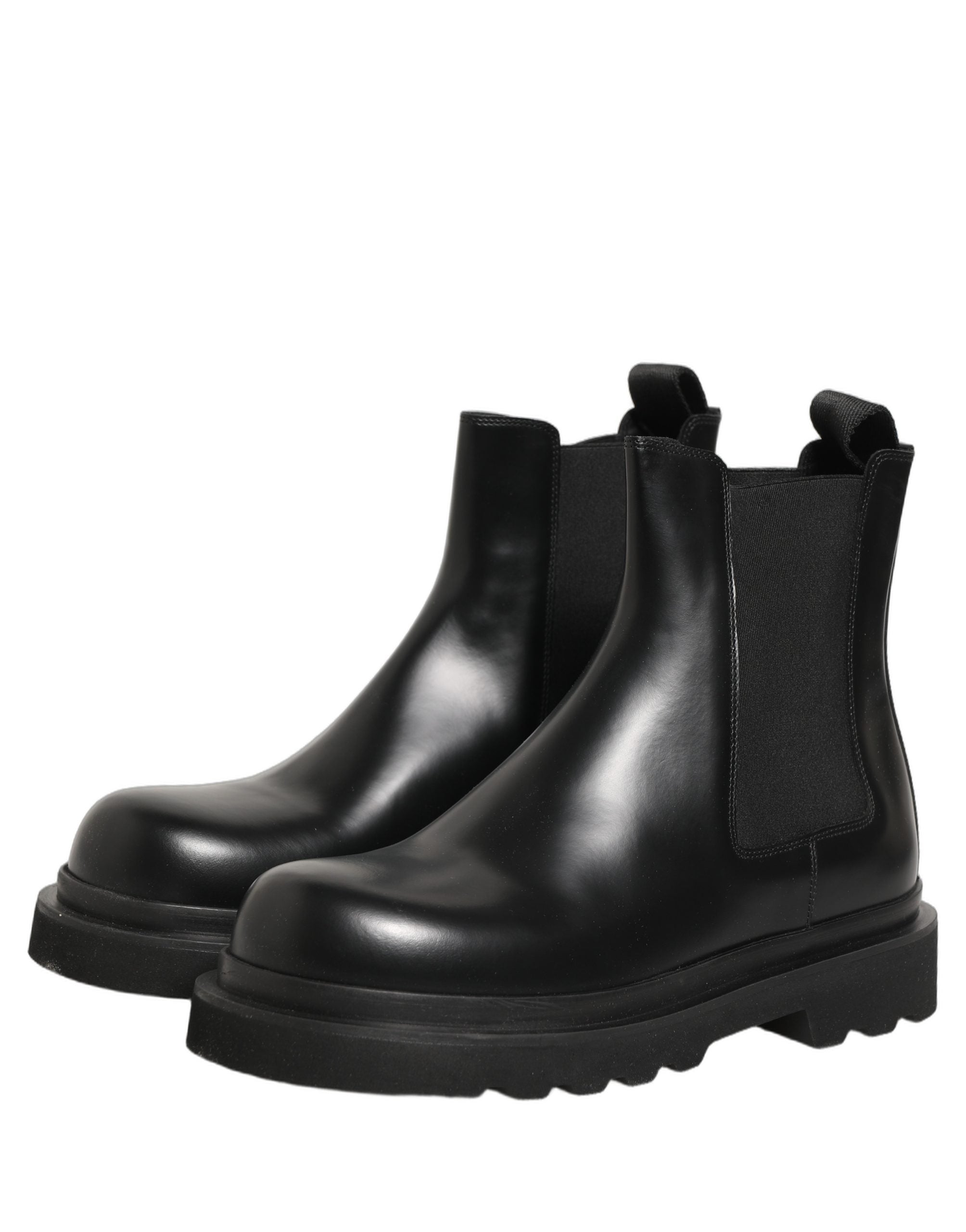 Bottes Chelsea noires en cuir pour homme Dolce & Gabbana, style slip-on, élégantes et modernes.