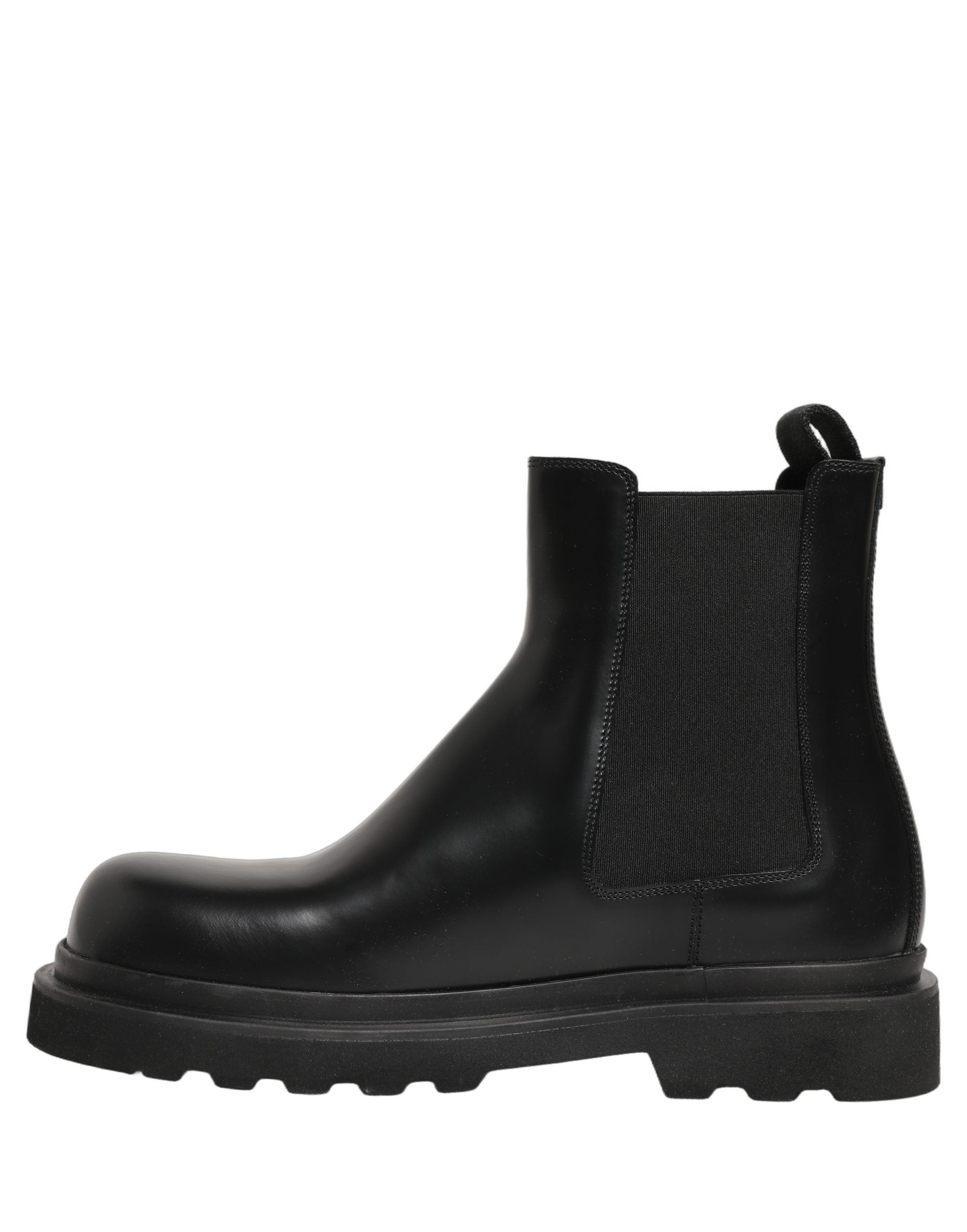 Chaussures pour hommes Dolce & Gabbana Chelsea Boots noires en cuir, slip-on élégants et modernes.