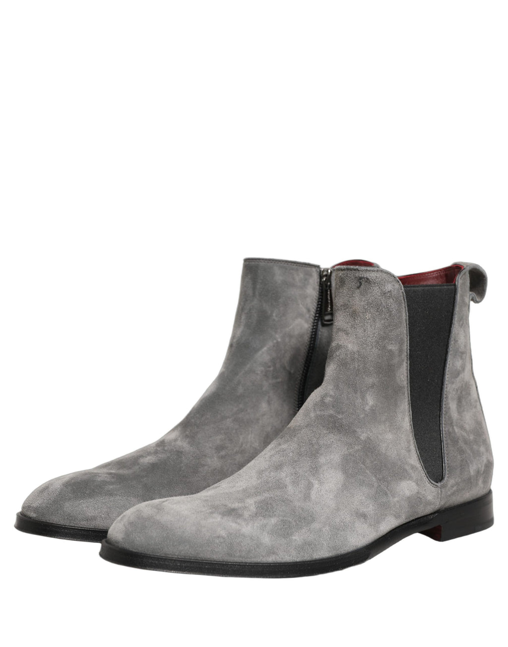 Bottes Chelsea en cuir suédé gris de Dolce & Gabbana, chaussures élégantes pour homme avec semelle robuste et design moderne.