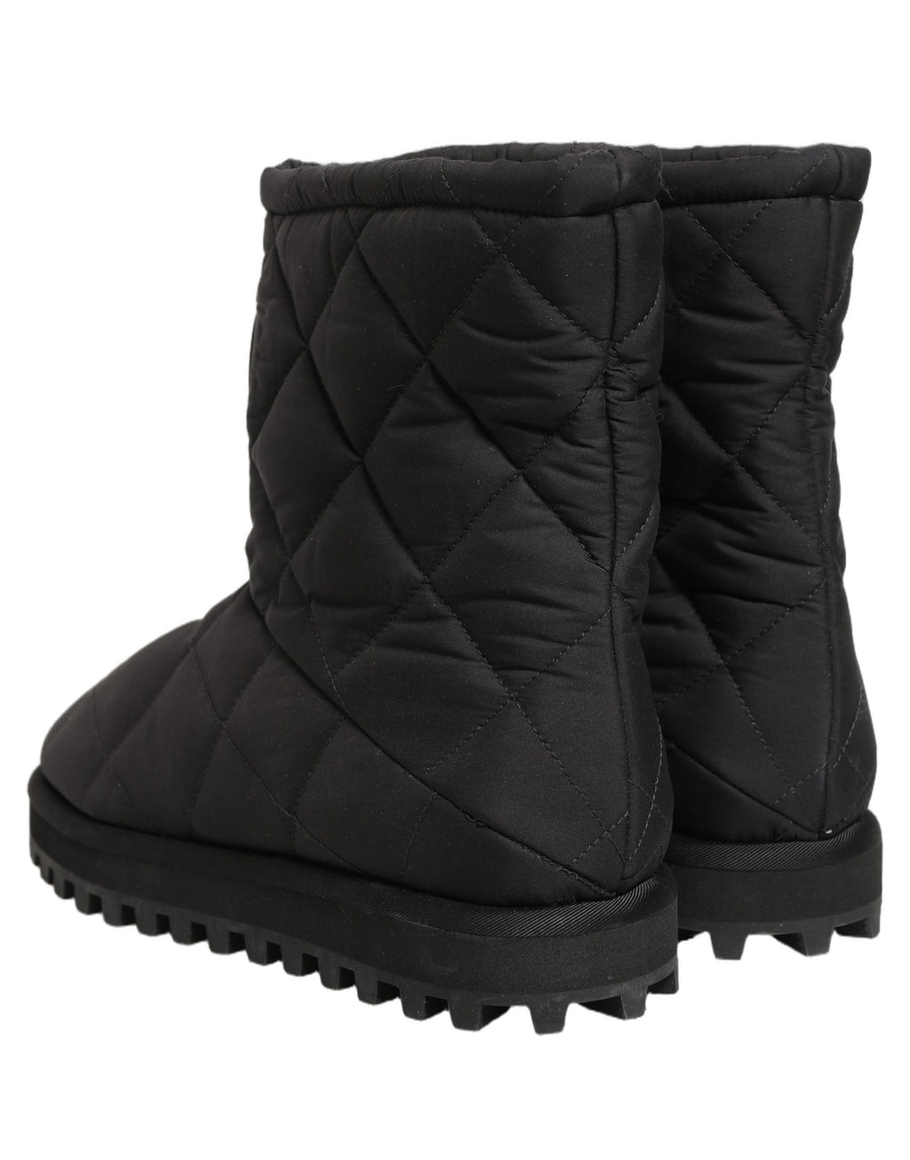 Bottes mi-mollet noires en cuir matelassé de Dolce & Gabbana, style élégant et sophistiqué.