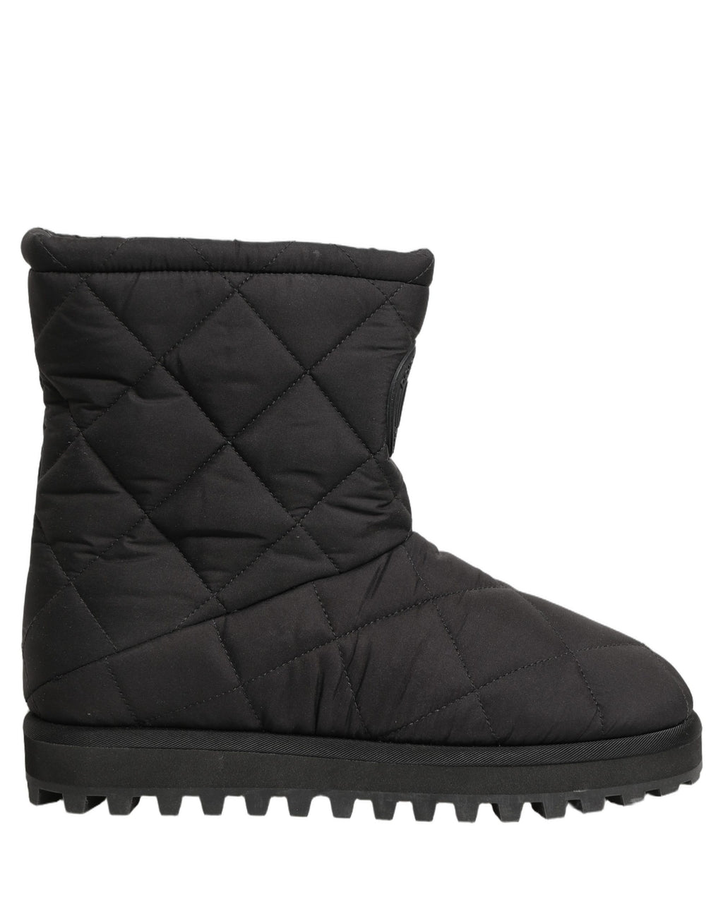 Bottes mi-mollet noires en effet matelassé Dolce & Gabbana, chaussures élégantes en cuir avec semelle robuste.