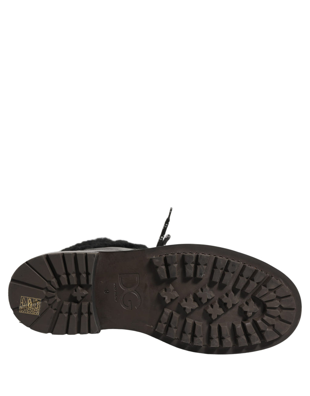 Dolce & Gabbana Schwarze Trekking Pelz Schnürleder Boots Schuhe