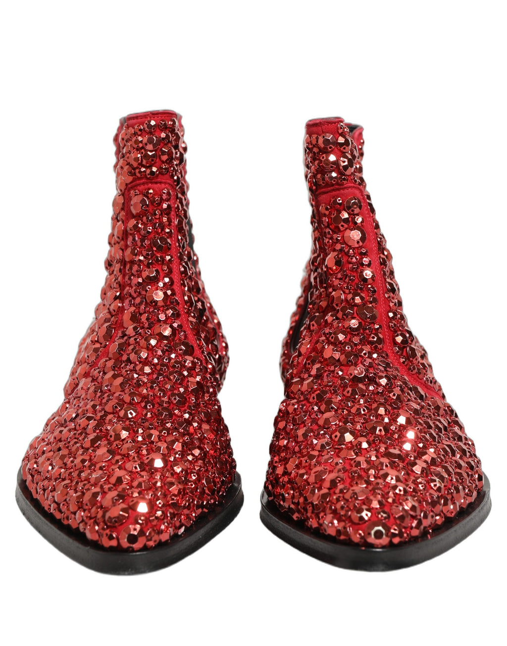 Bottes Chelsea rouges Dolce & Gabbana ornées de détails brodés et d embellissements, chaussures élégantes pour femmes.