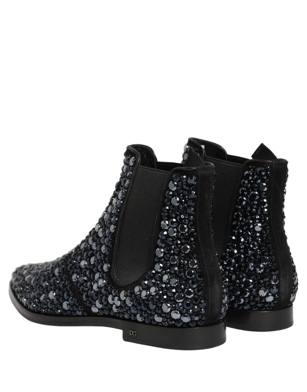 Bottes Chelsea noires Dolce & Gabbana avec embellissements, chaussures élégantes en cuir pour femmes