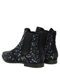 Bottes Chelsea noires Dolce & Gabbana avec embellissements, chaussures élégantes en cuir pour femmes