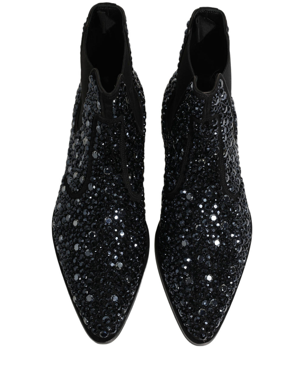 Bottes Chelsea noires Dolce & Gabbana avec embellissements, semelle en caoutchouc et design élégant pour femmes.
