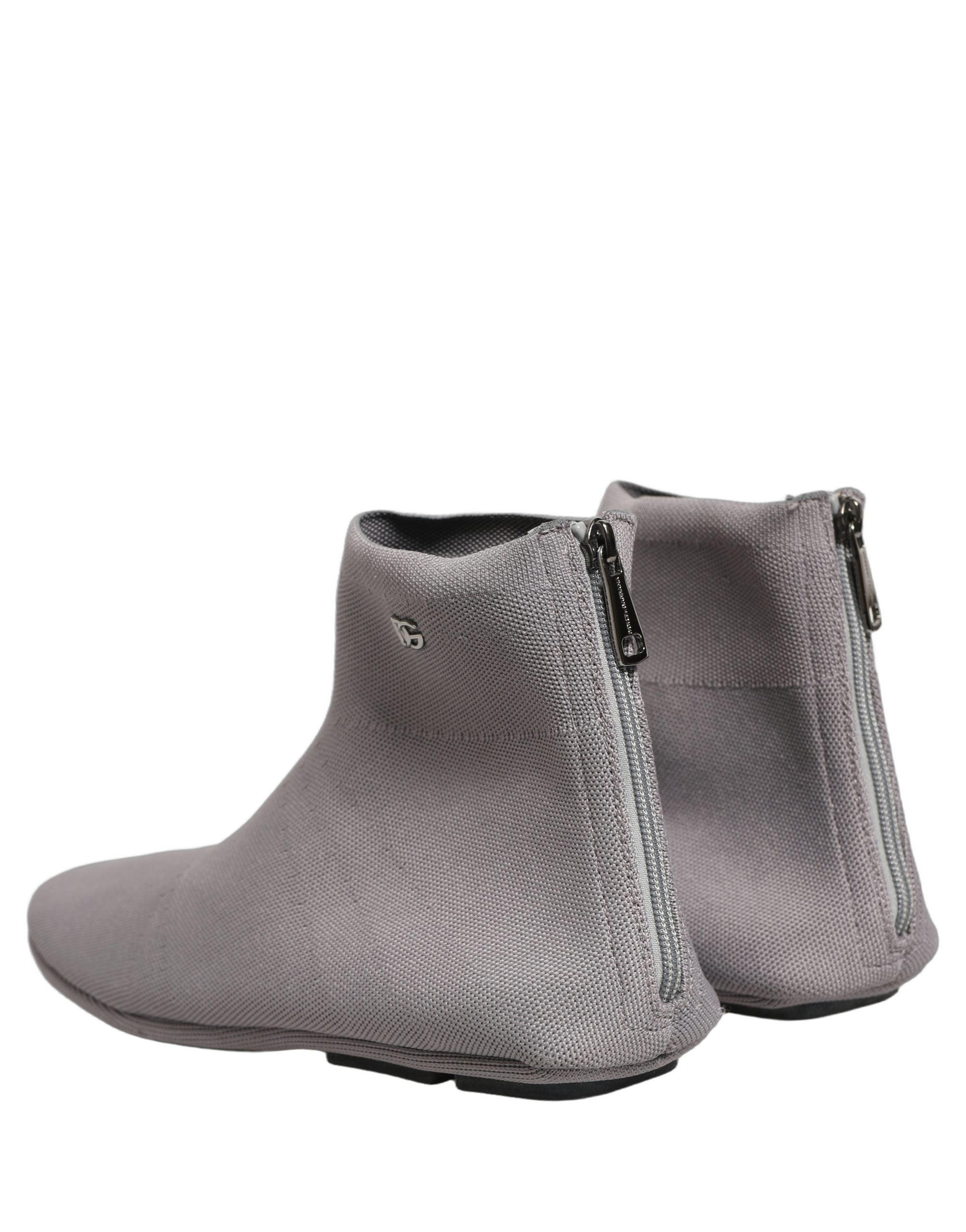 Chaussures hommes Dolce & Gabbana, bottines en mesh gris extensible, ankle boots élégants et modernes, vue de face.