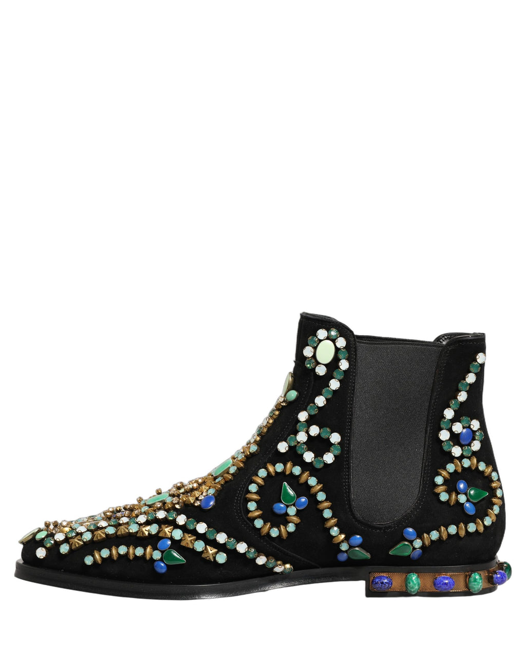 Bottes Chelsea noires Dolce & Gabbana avec embellissements, semelle en caoutchouc et design élégant pour femmes.