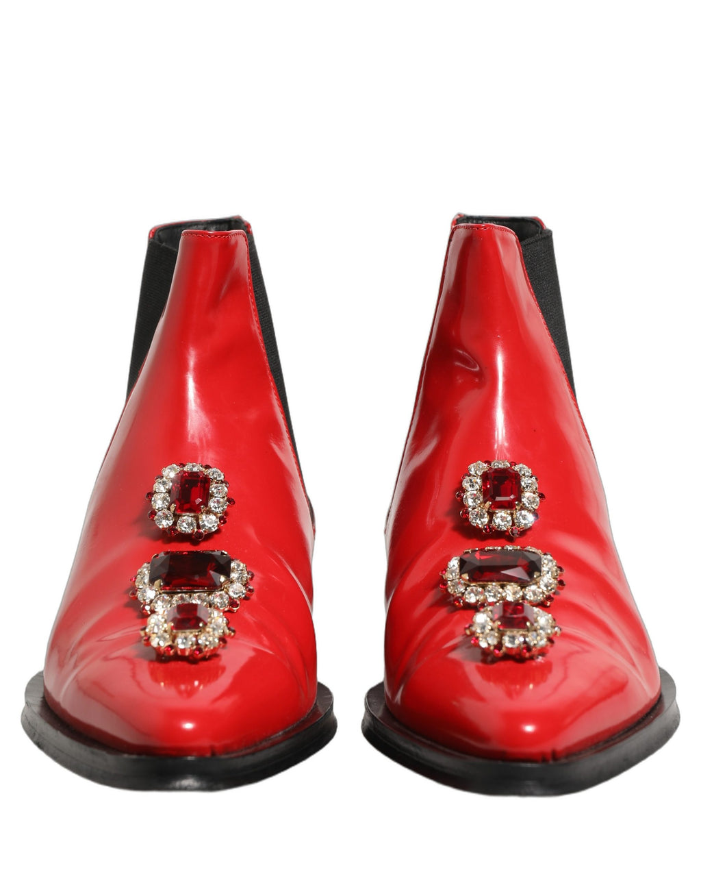 Bottes Chelsea pour homme de Dolce & Gabbana, rouges avec embellissements, style ankle boots, en cuir élégant et sophistiqué.
