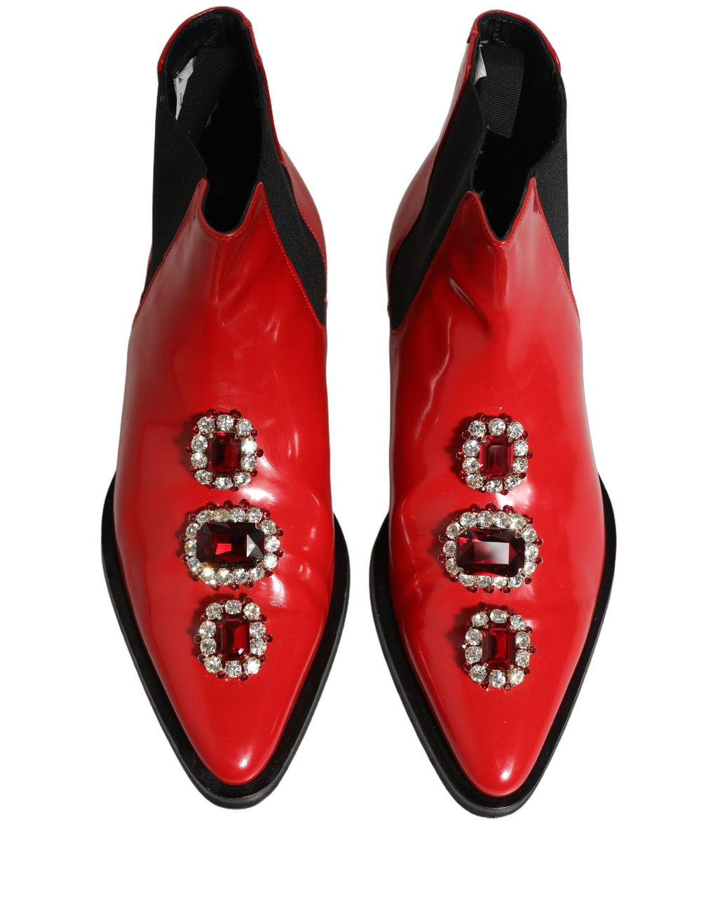 Bottes Chelsea pour homme de Dolce & Gabbana, rouges avec embellissements, bottines en cuir élégantes pour homme.