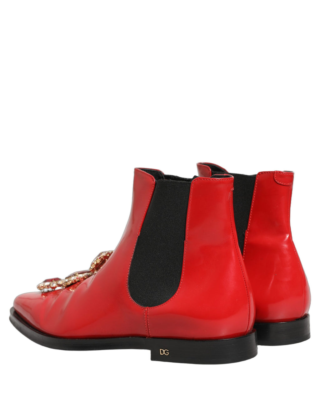 Bottines Chelsea pour homme Dolce & Gabbana rouges ornées de détails brillants et embellissements élégants.