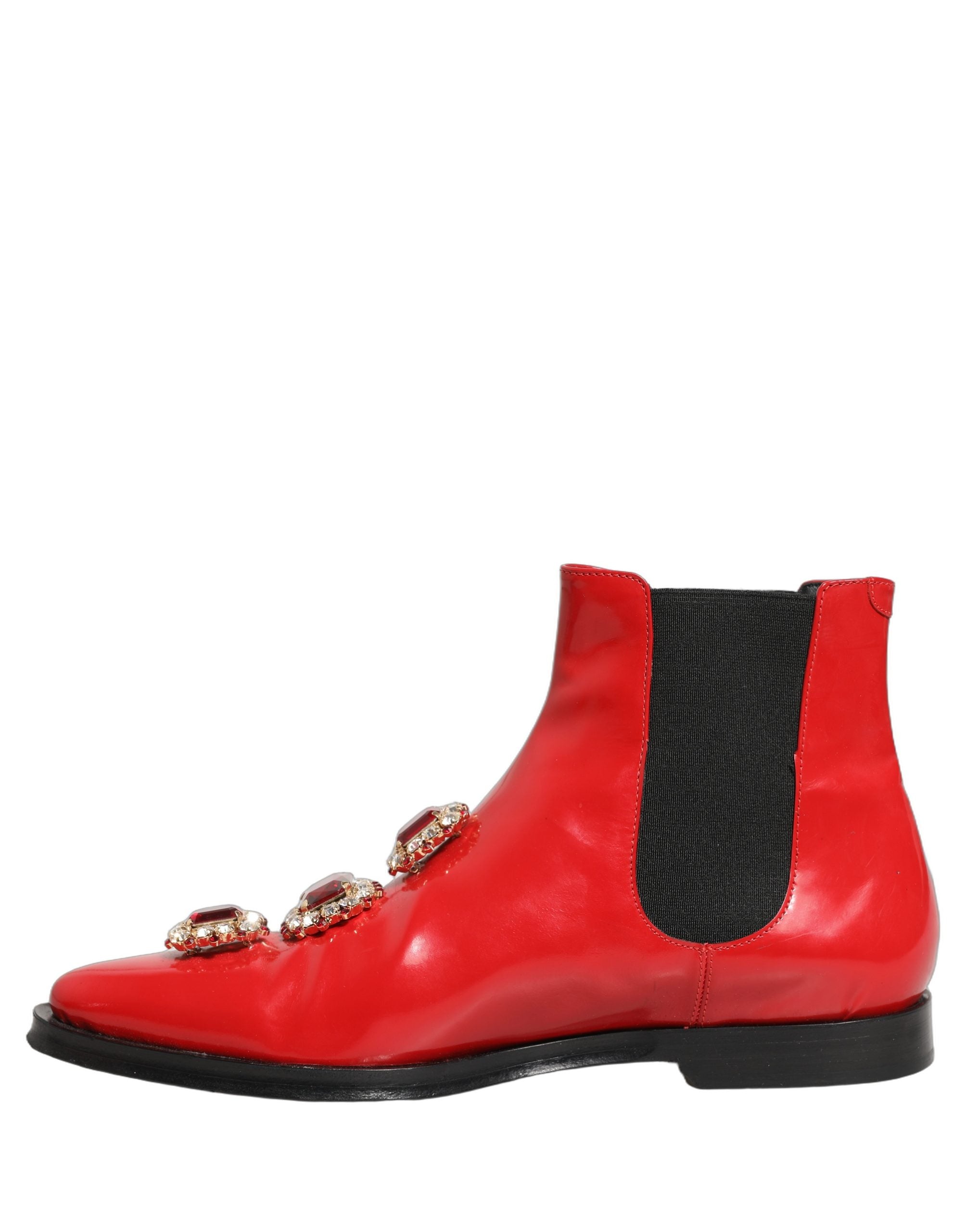 Chaussures Chelsea pour homme de Dolce & Gabbana, bottines rouges ornées de embellissements, style élégant et moderne