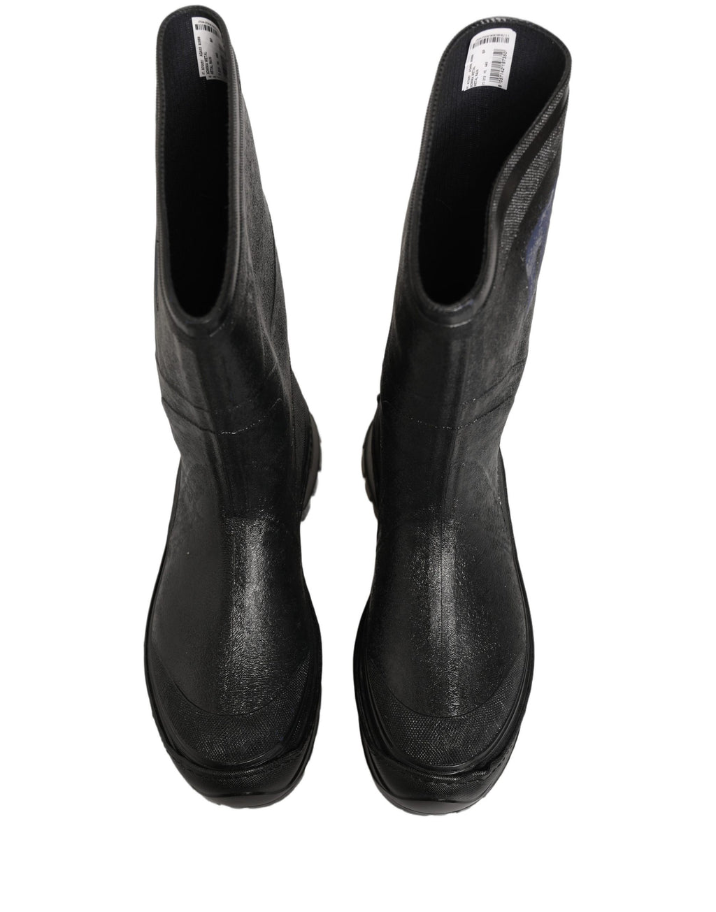 Bottes de pluie noires en PVC pour hommes de Dolce & Gabbana, style à enfiler, chaussures imperméables élégantes
