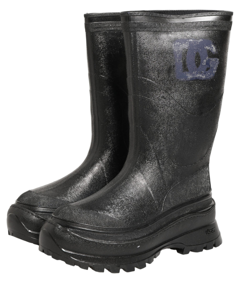 Bottes de pluie noires en PVC de Dolce & Gabbana pour hommes, chaussures à enfiler avec design élégant et moderne.