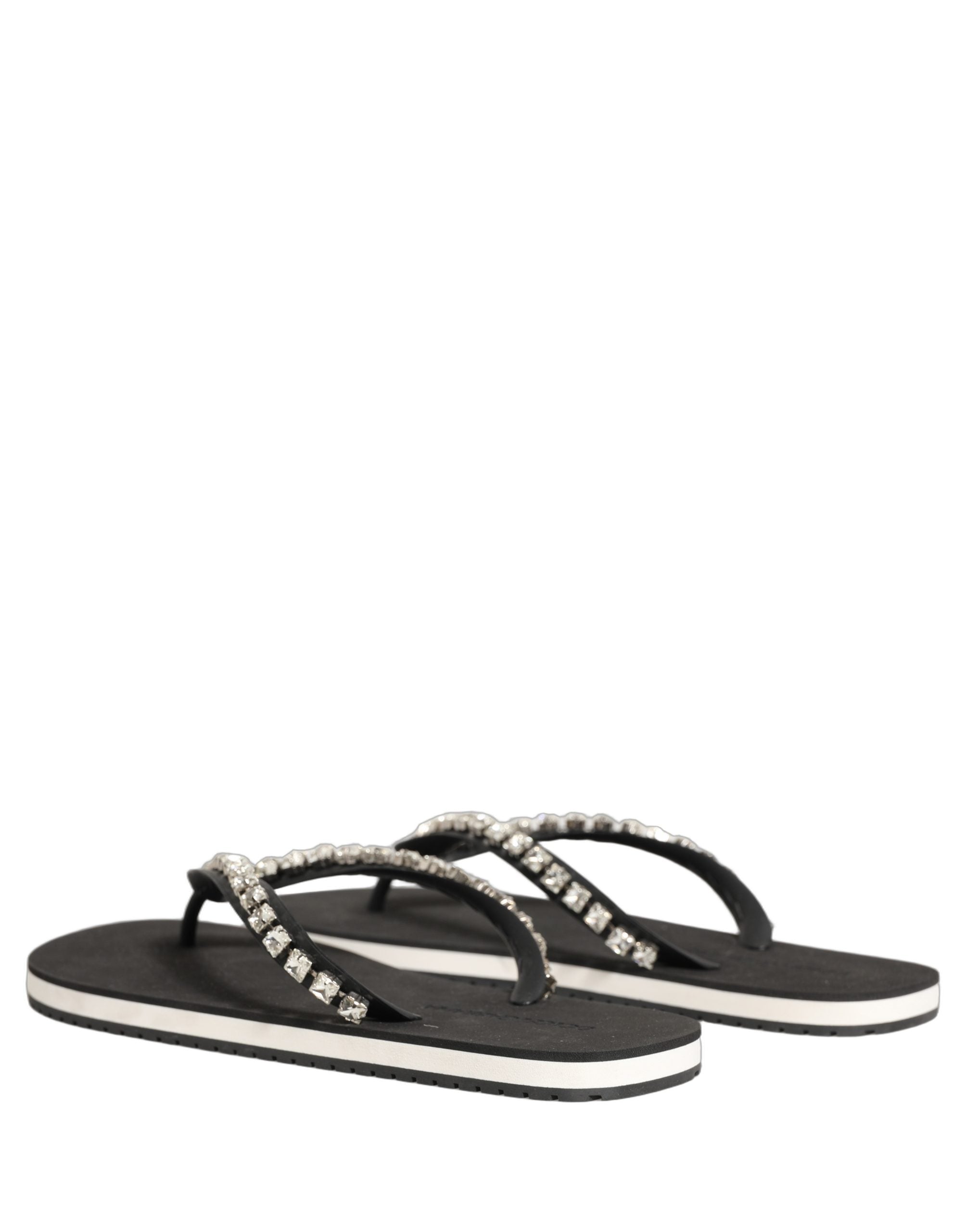 Sandales hommes Dolce & Gabbana en caoutchouc noir à embellissements, chaussures élégantes et confortables.