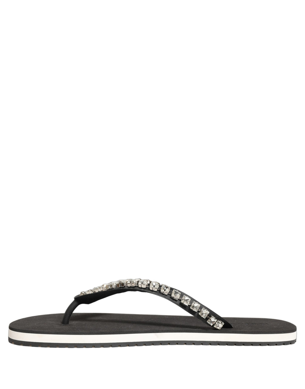 Sandales homme Dolce & Gabbana en caoutchouc noir avec embellissements, chaussures de plage élégantes et confortables.