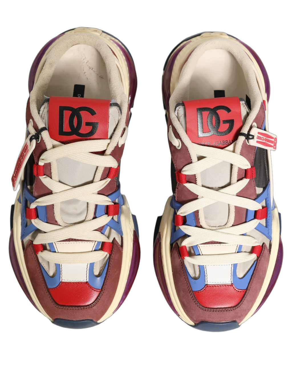 Chaussures Dolce & Gabbana Airmaster multicolores, baskets basses, vue de face avec design coloré et moderne