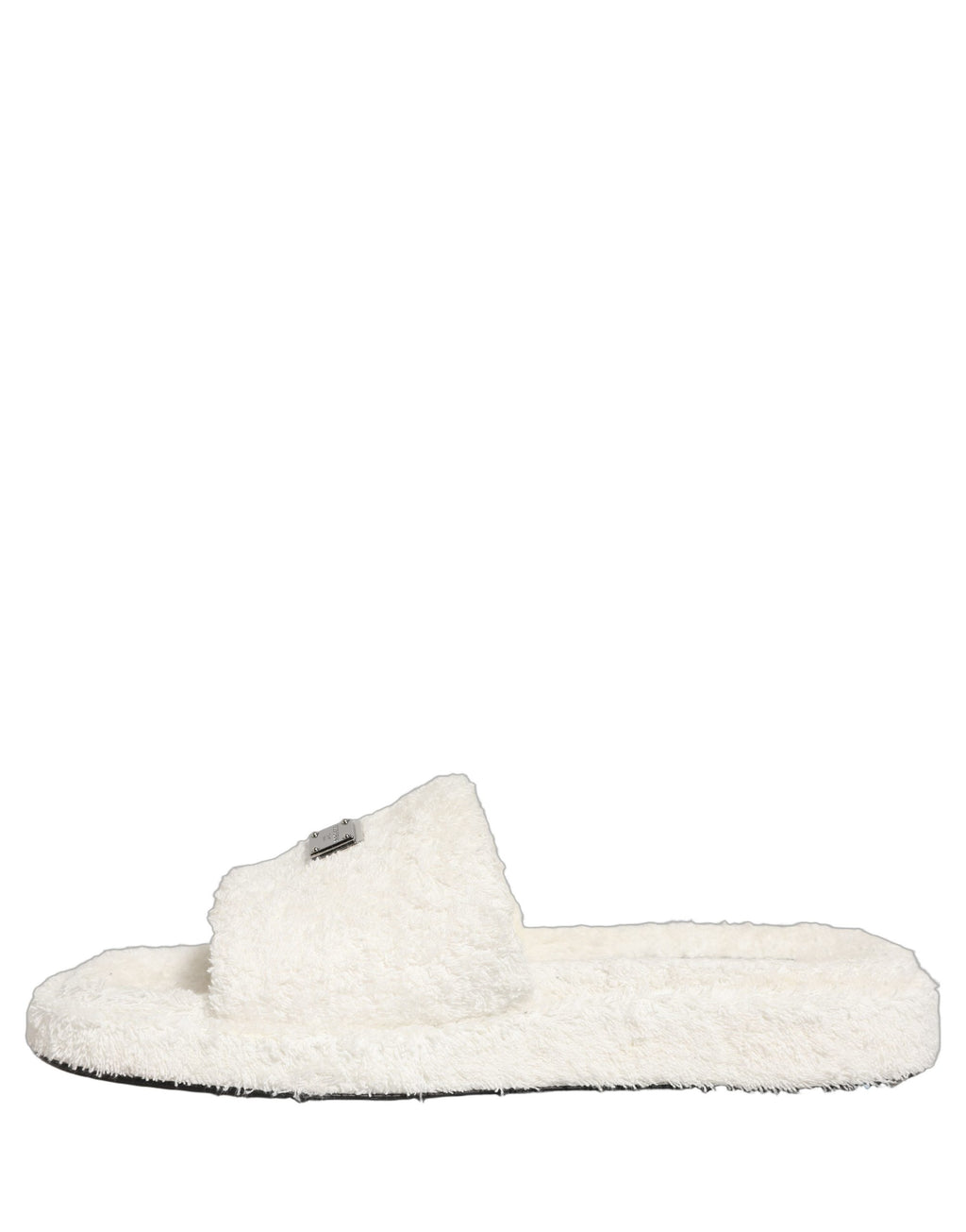 Sandales Dolce & Gabbana pour hommes, tongs en fausse fourrure blanche, chaussures confortables et élégantes.