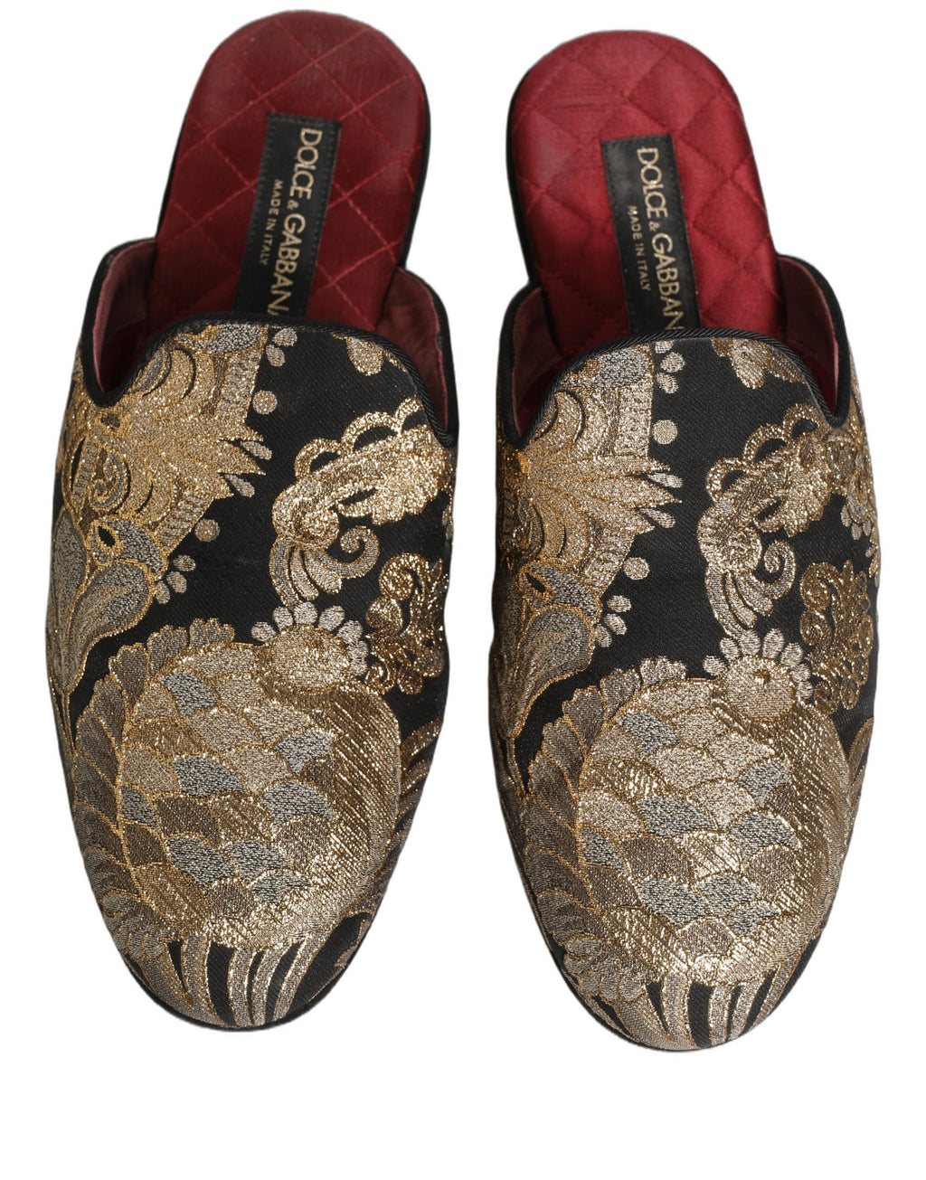 Chaussures hommes Dolce & Gabbana, sandales plates noires en jacquard floral, style élégant et confortable