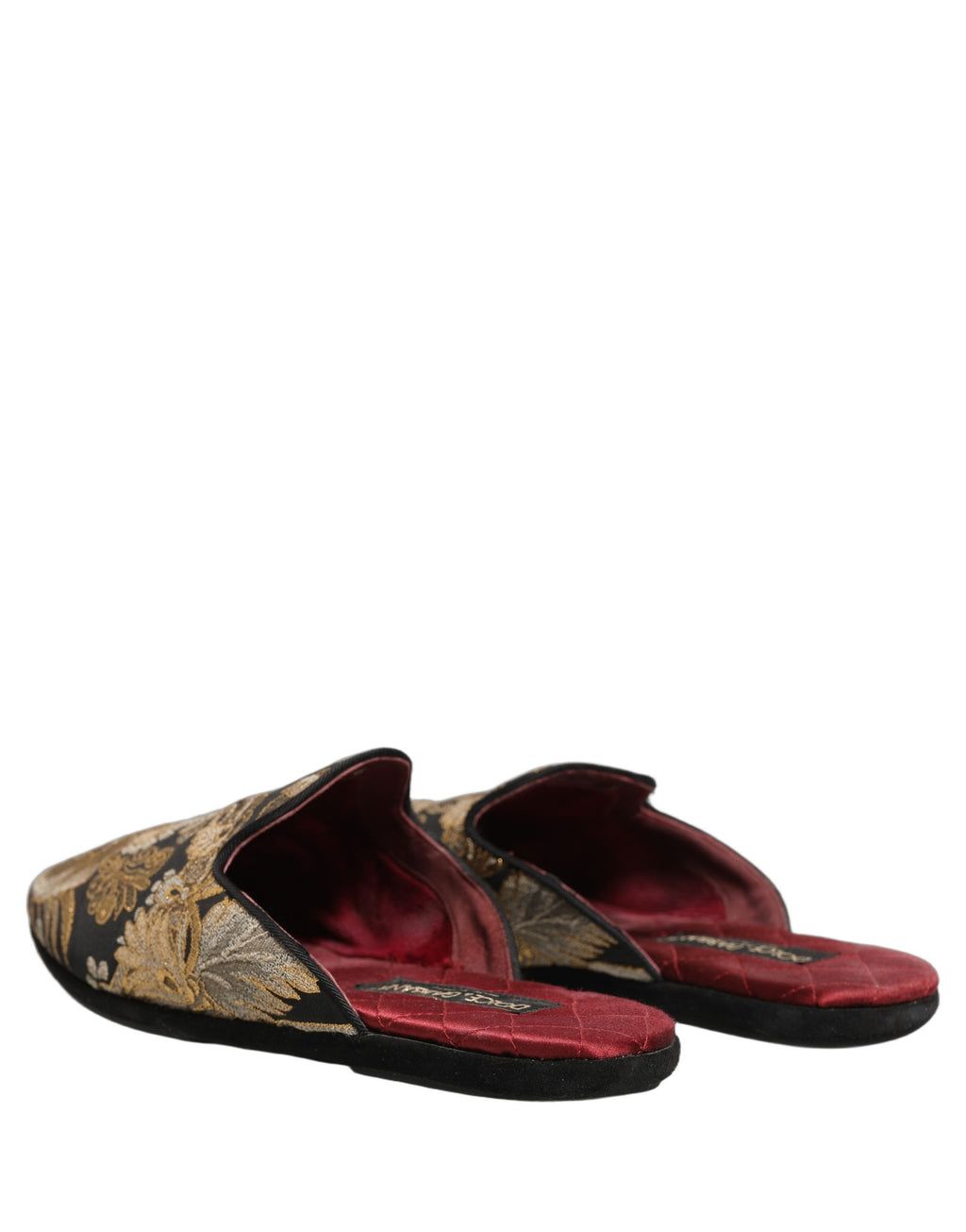 Sandales plates pour hommes Dolce & Gabbana en jacquard floral noir, chaussures élégantes et confortables.