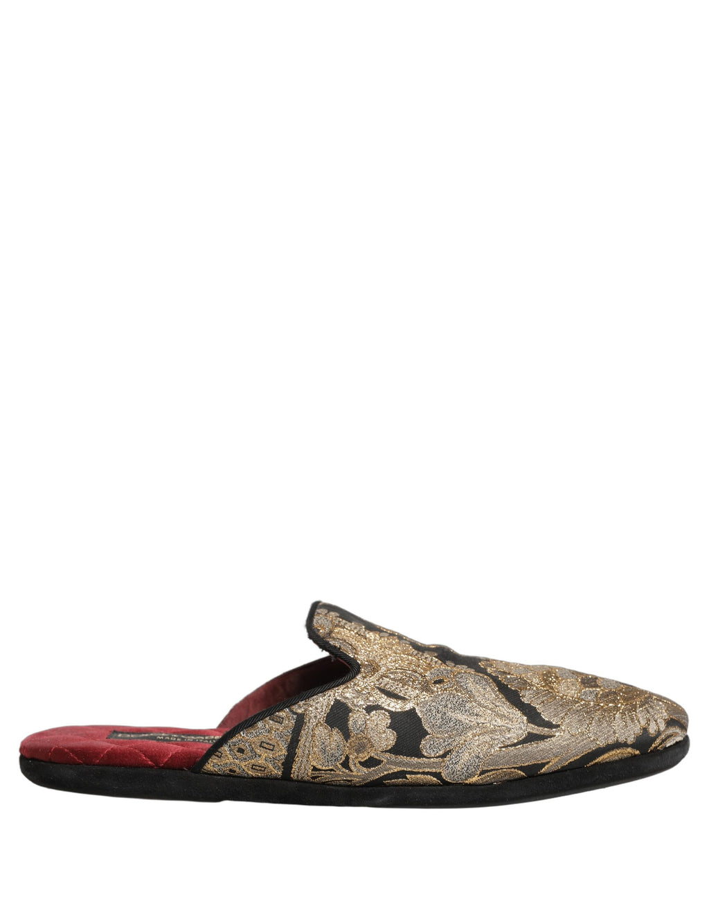 Sandales hommes Dolce & Gabbana en jacquard floral noir, chaussure élégante avec finition raffinée et design sophistiqué.