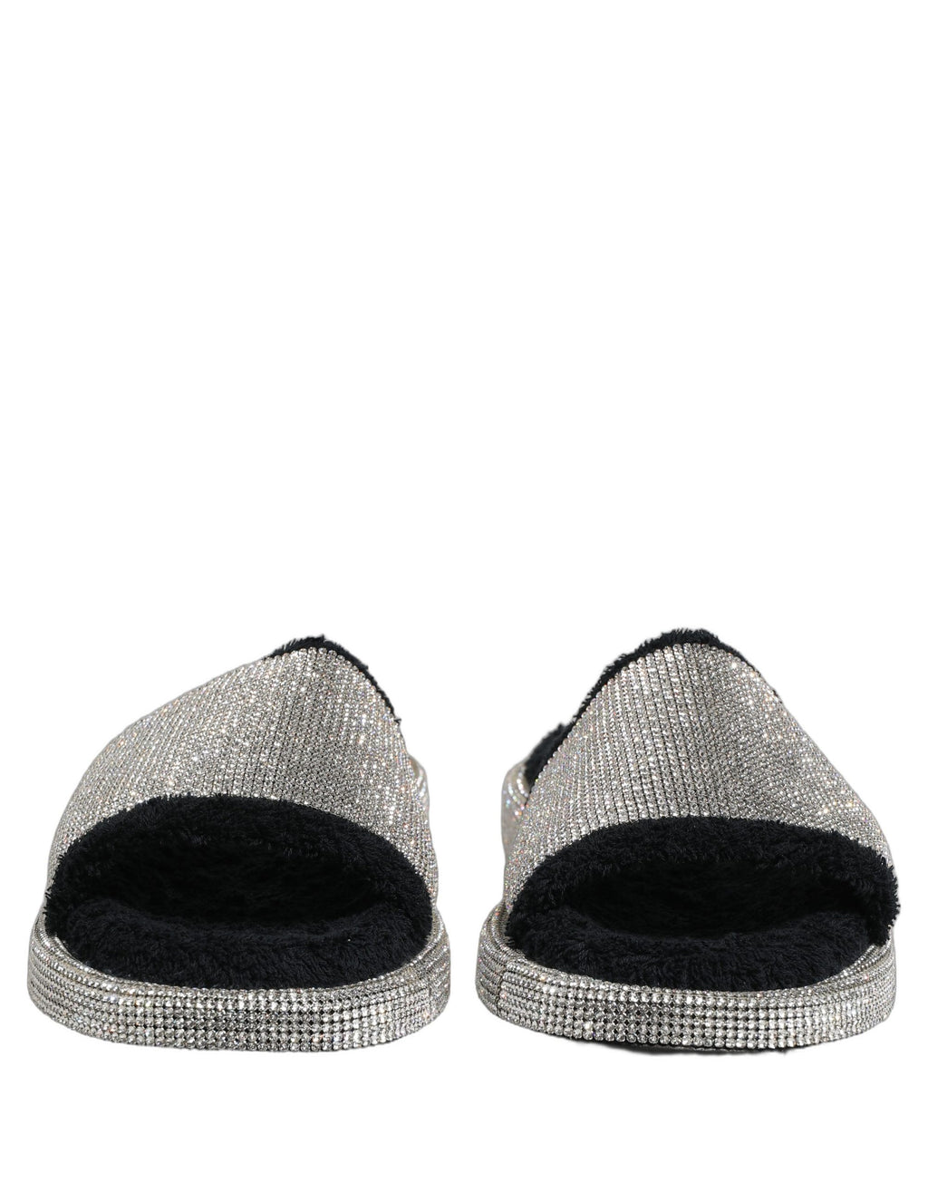 Sandales pour homme Dolce & Gabbana noires à cristaux, plateforme élégante, style sophistiqué et détails brillants visibles.