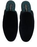 Chaussures hommes Dolce & Gabbana, slippers en daim bleu foncé, semelle plate, slip-ons élégants et confortables.