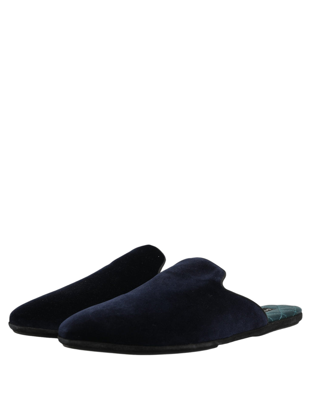 Chaussures hommes Dolce & Gabbana, sandales en suède bleu foncé, slippers plats confortables, vue en gros plan