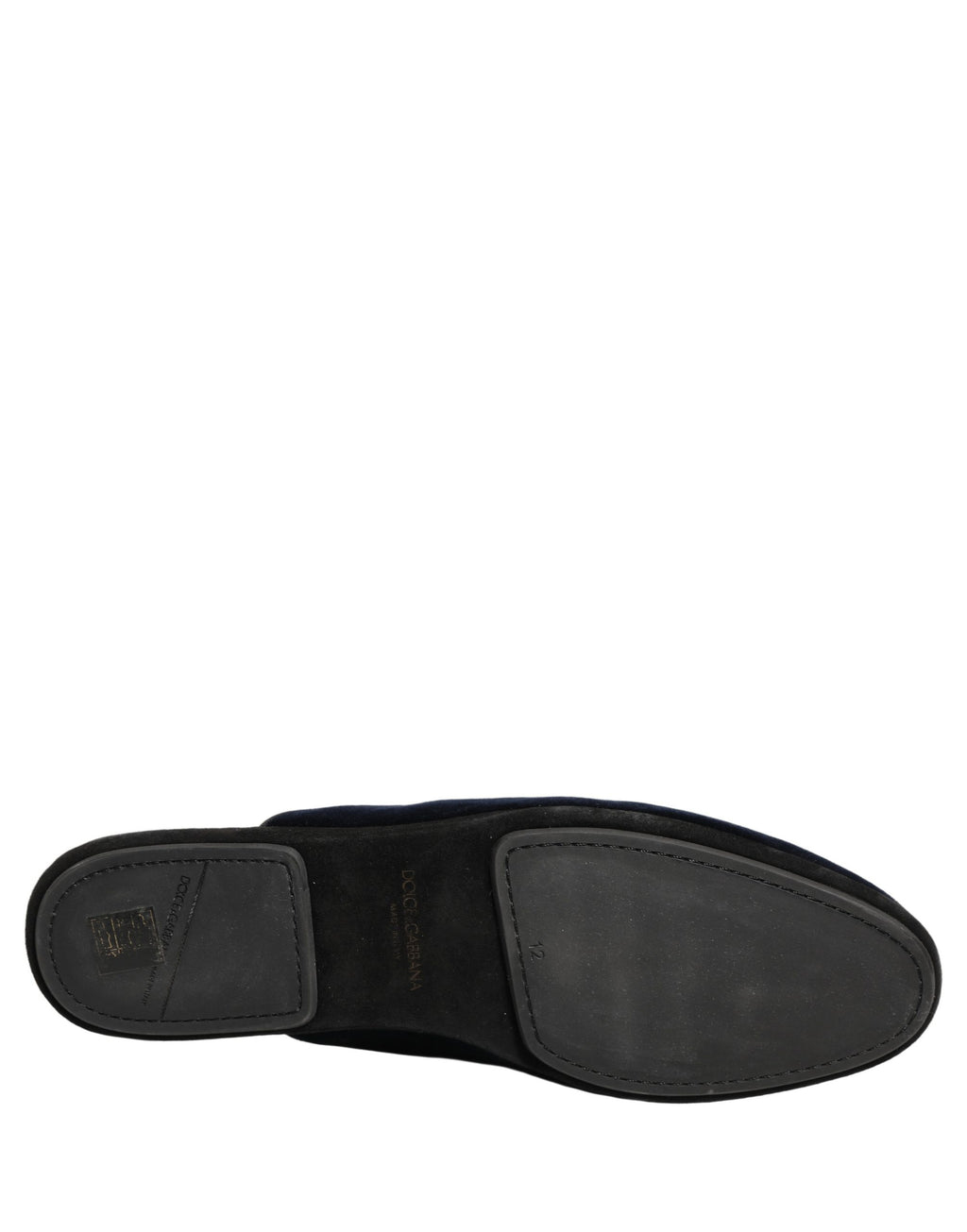 Chaussures pour homme Dolce & Gabbana, tongs en daim bleu foncé, chaussures plates slippers souples et élégantes.