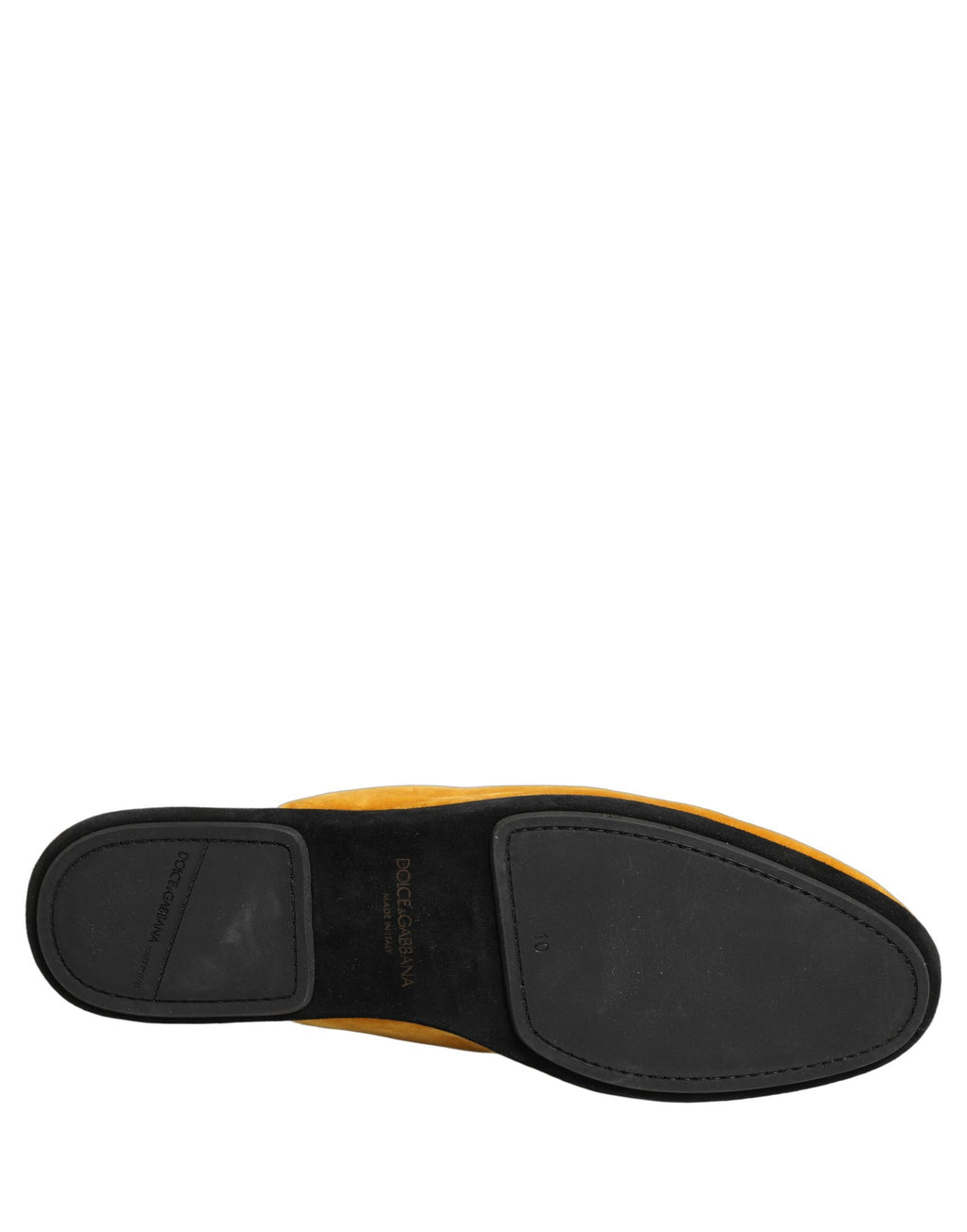 Chaussures homme Dolce & Gabbana: sandales plates en daim jaune, style slides, confortables et élégantes.