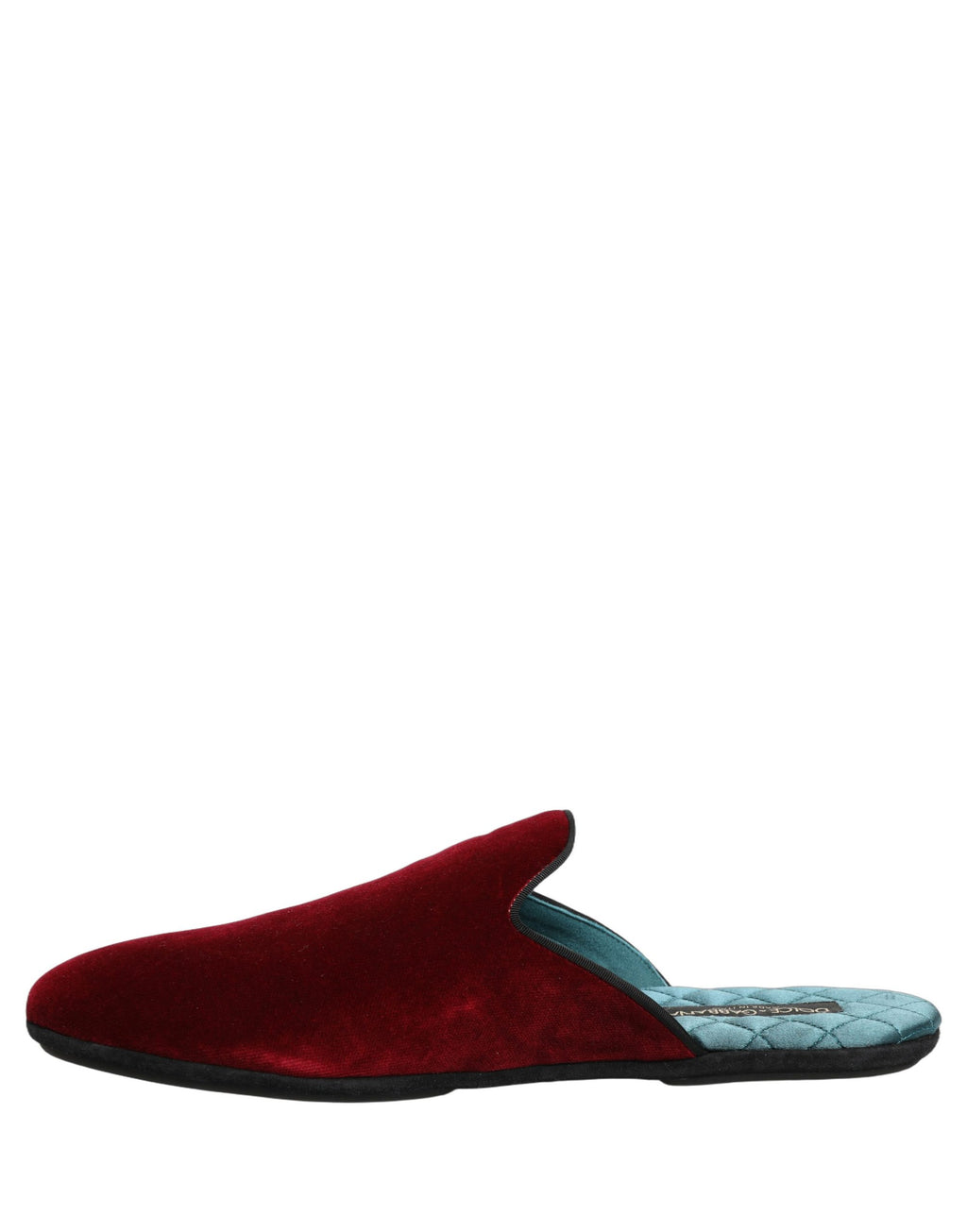 Chaussures homme Dolce & Gabbana, mules plates en daim rouge, sandales élégantes et confortables.