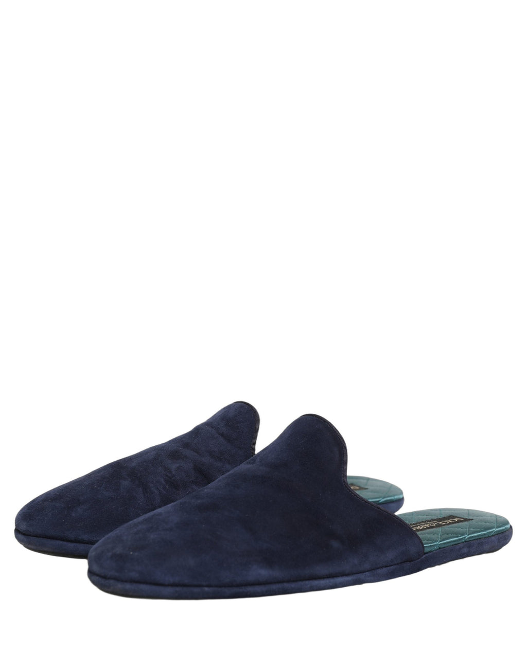 Chaussures homme Dolce & Gabbana, slippers plates en daim bleu, sandales élégantes et confortables.