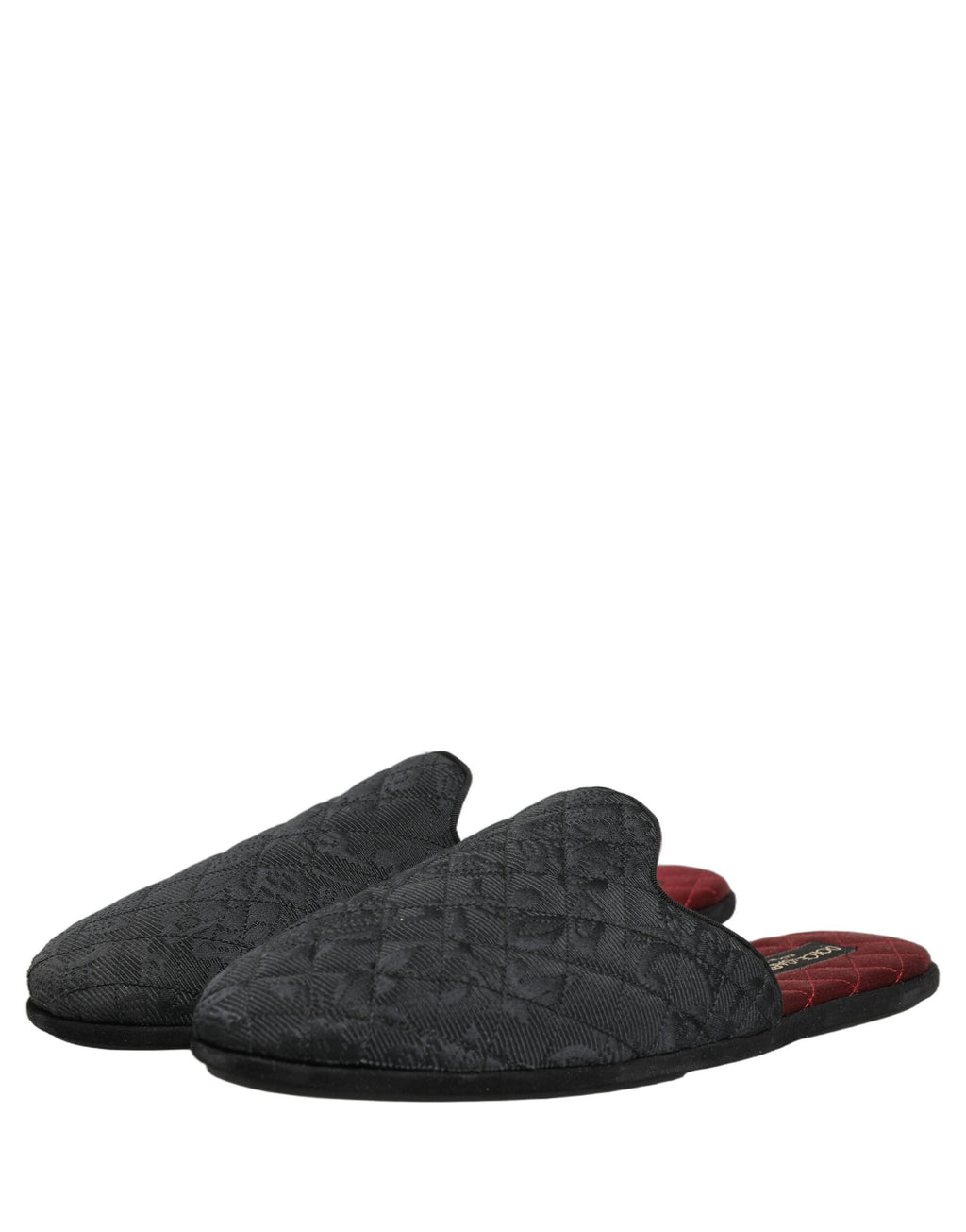 Chaussons Dolce & Gabbana à fleurs noires en brocart, sandales élégantes avec motifs floraux pour femmes.