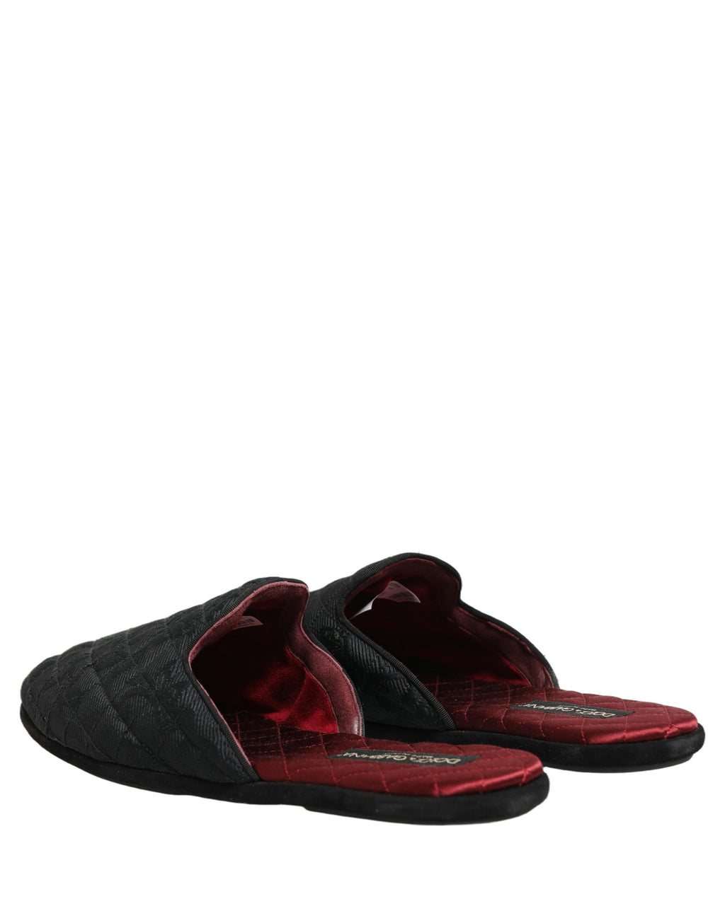 Chaussures Dolce & Gabbana en satin noir avec motifs floraux brodés, slides élégantes et confortables pour femmes.