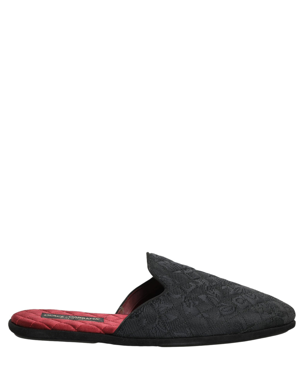 Chaussures Dolce & Gabbana en satin brodé noir avec motifs floraux, slippers élégants pour femmes.