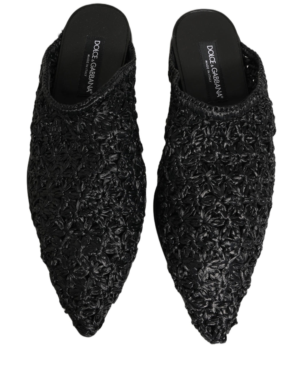 Mules noires Dolce & Gabbana pour hommes, slippers plates et confortables, style élégant et décontracté.