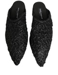 Mules noires Dolce & Gabbana pour hommes, slippers plates et confortables, style élégant et décontracté.