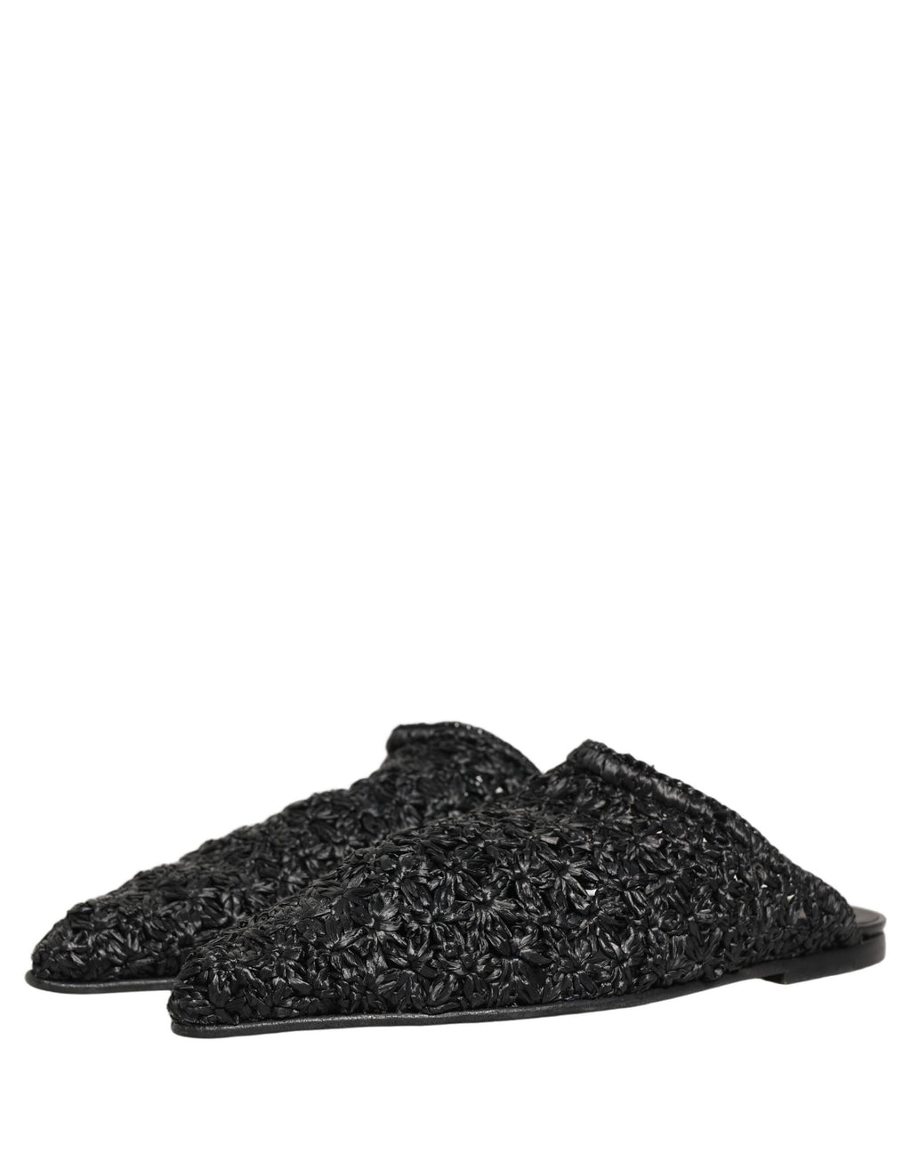 Mules noires pour hommes de Dolce & Gabbana, chaussures plates, slides élégants en cuir, chaussures décontractées pour homme.