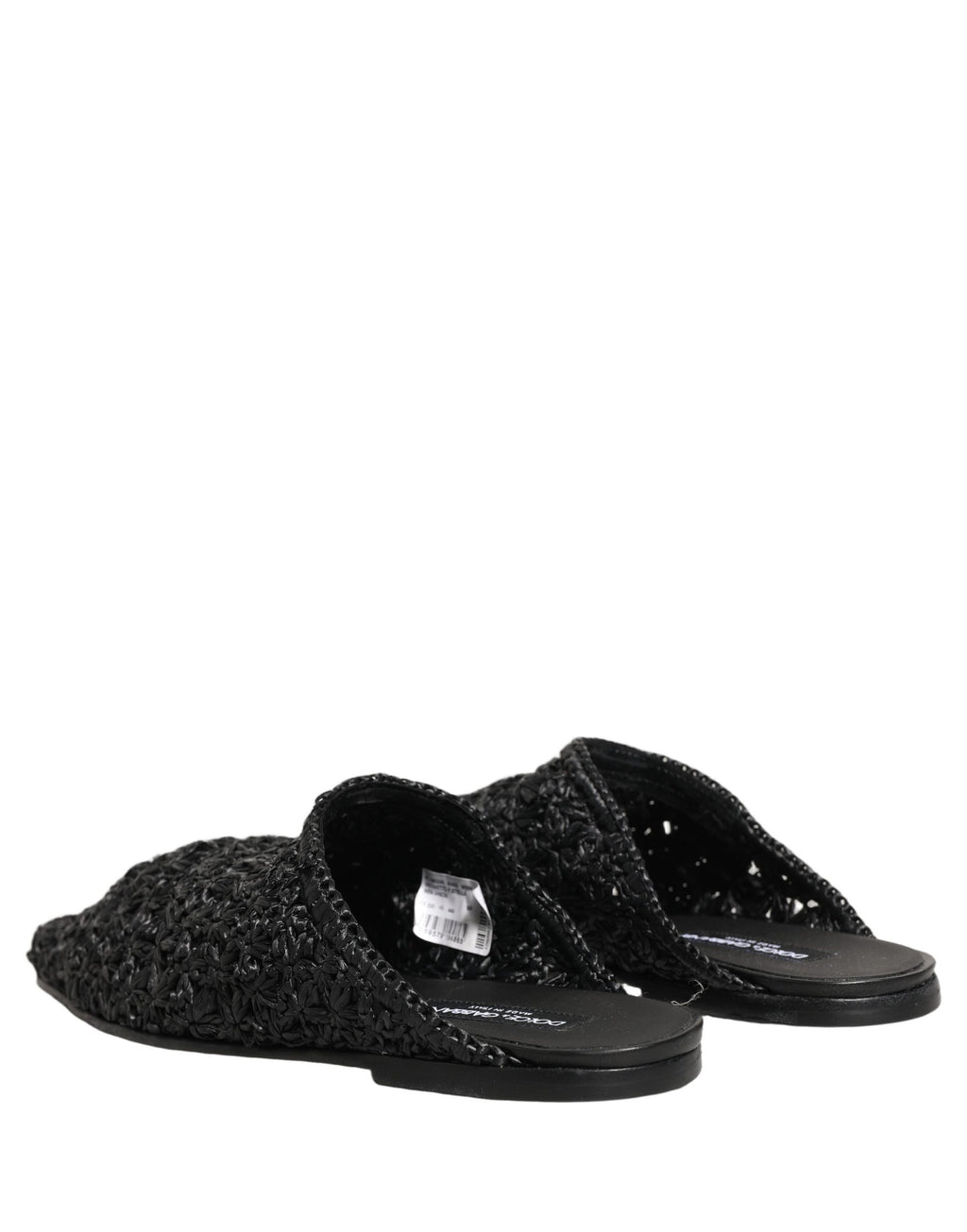 Mules Dolce & Gabbana noires pour hommes, chaussures plates, slides slippers élégantes, vue de côté sur chaussures décontractées