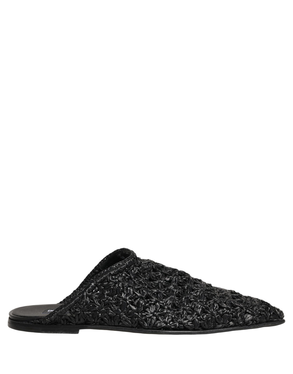 Mules noires Dolce & Gabbana pour hommes, chaussures plates en cuir, slides élégants et confortables.