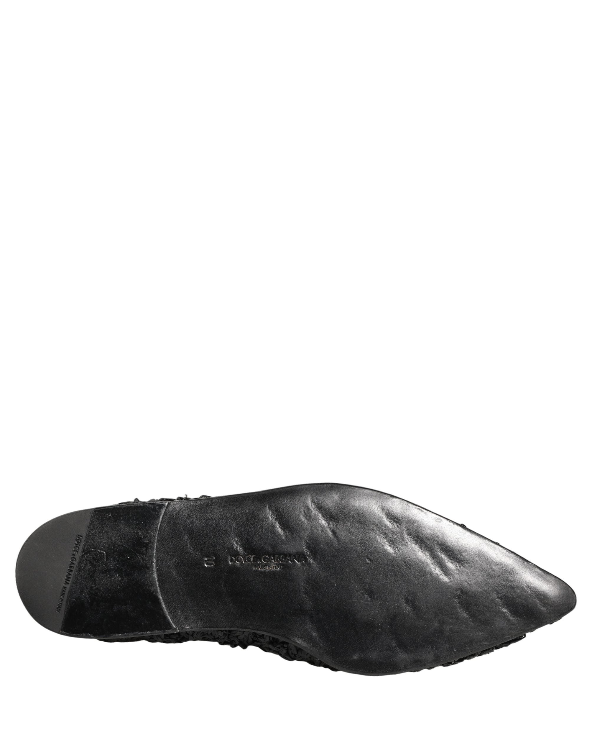 Mules noires Dolce & Gabbana pour hommes, chaussures plates, slippers élégants en cuir, style décontracté et sophistiqué.