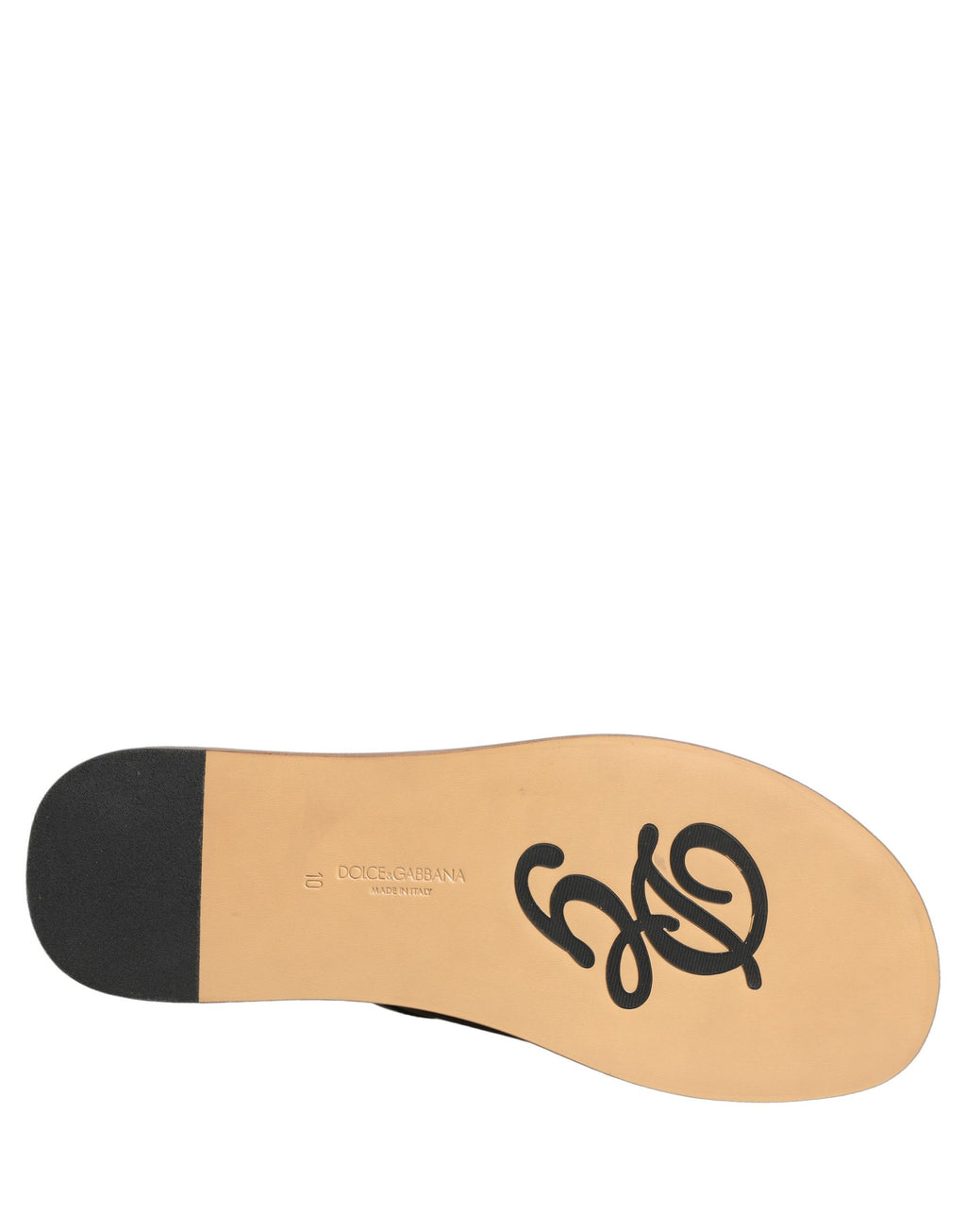Sandales plates en cuir marron Dolce & Gabbana pour hommes, chaussures de style slip-on avec finition élégante.