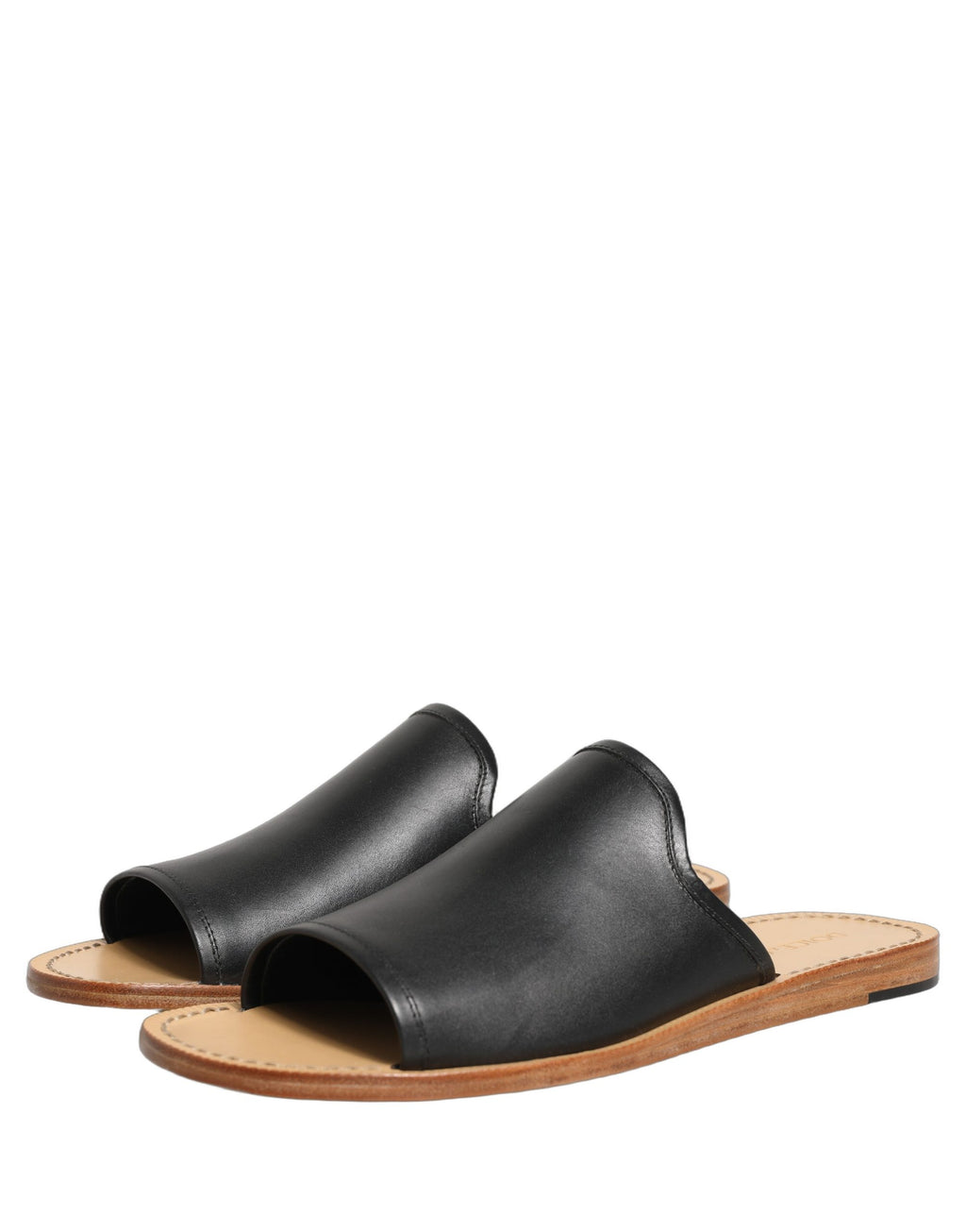Sandales plates en cuir marron Dolce & Gabbana pour hommes, chaussures confortables et élégantes, vue de face.